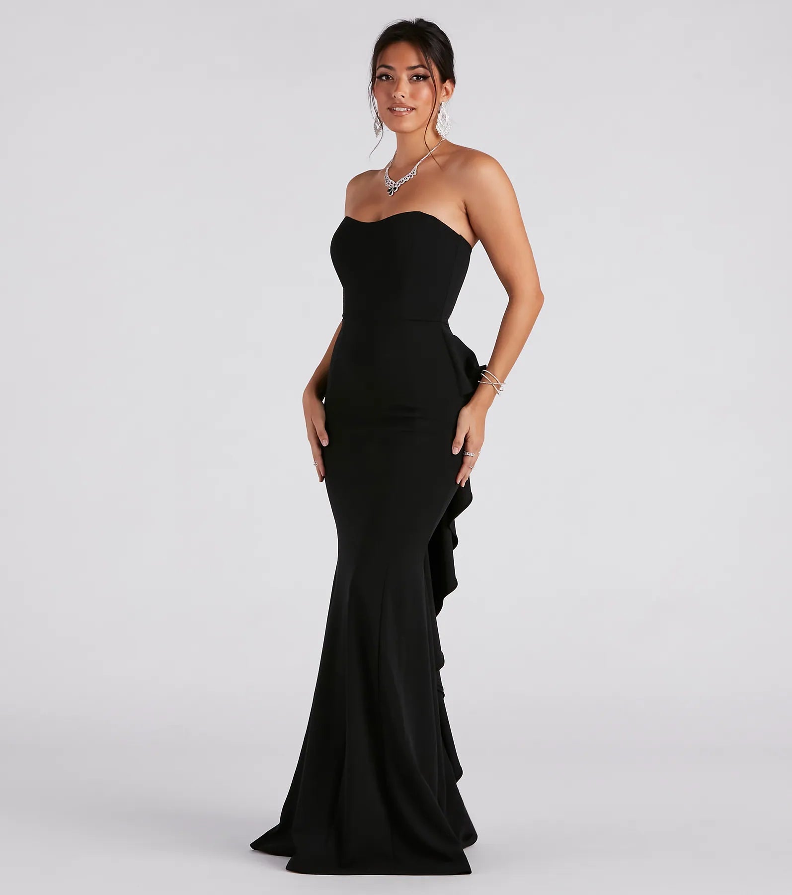 Breanne Strapless Ruffled Back Mermaid Dress - Image 3