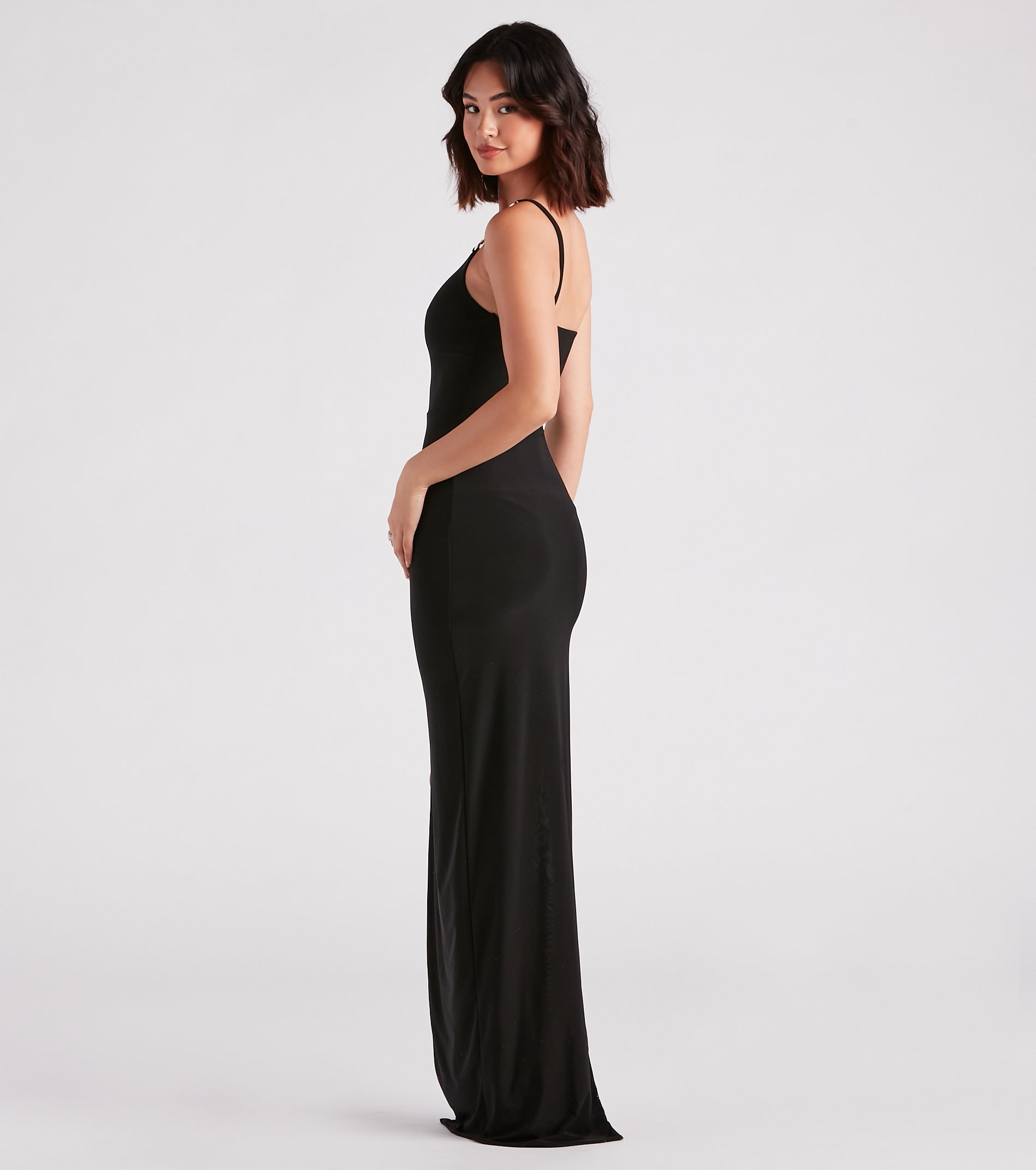 Ellen Formal Rhinestone Strap Long Dress - Image 2
