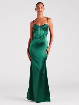 Jaycee Formal Satin Corset Mermaid Dress