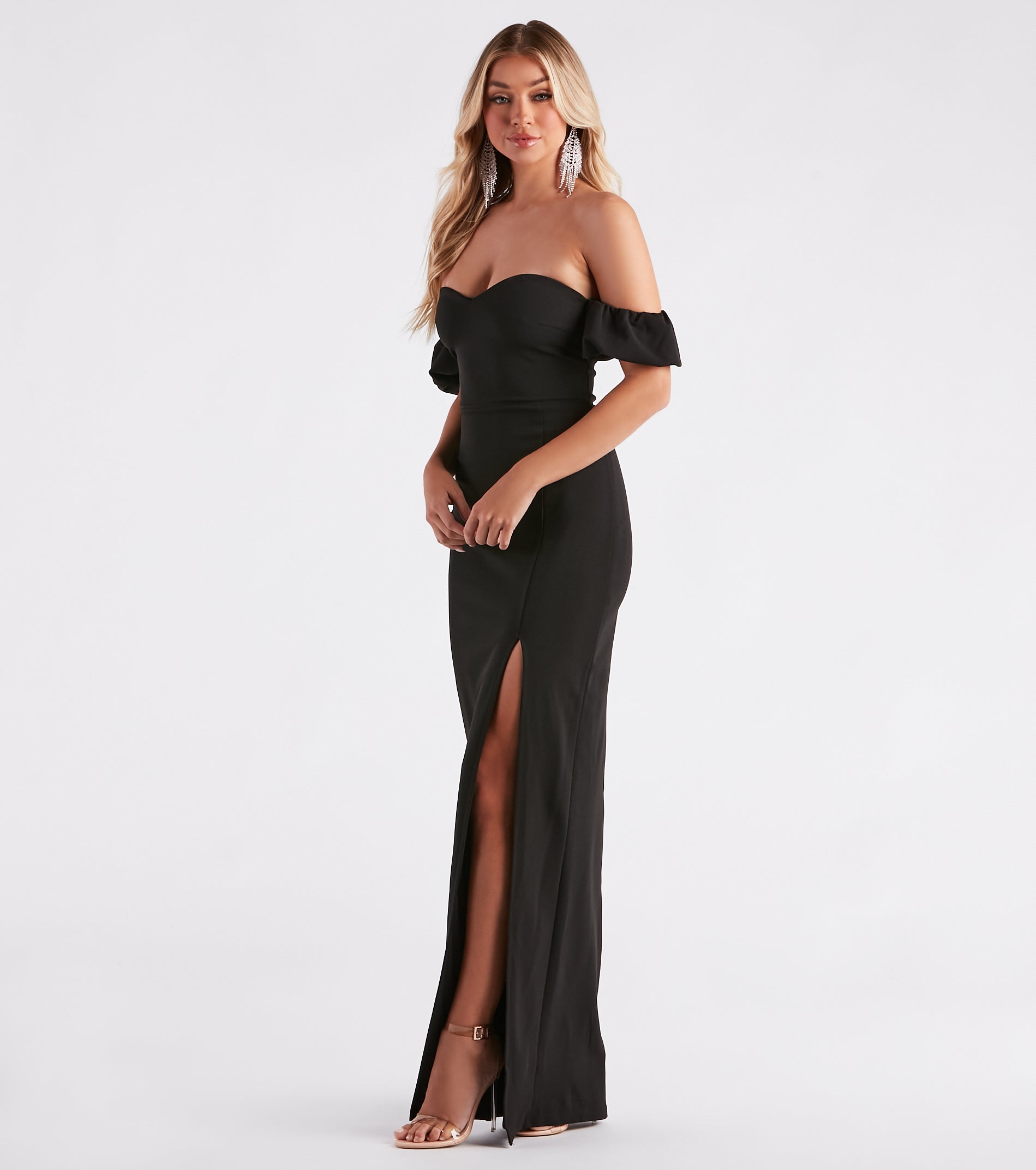 Glinda Formal Crepe Off The Shoulder Dress - Image 3