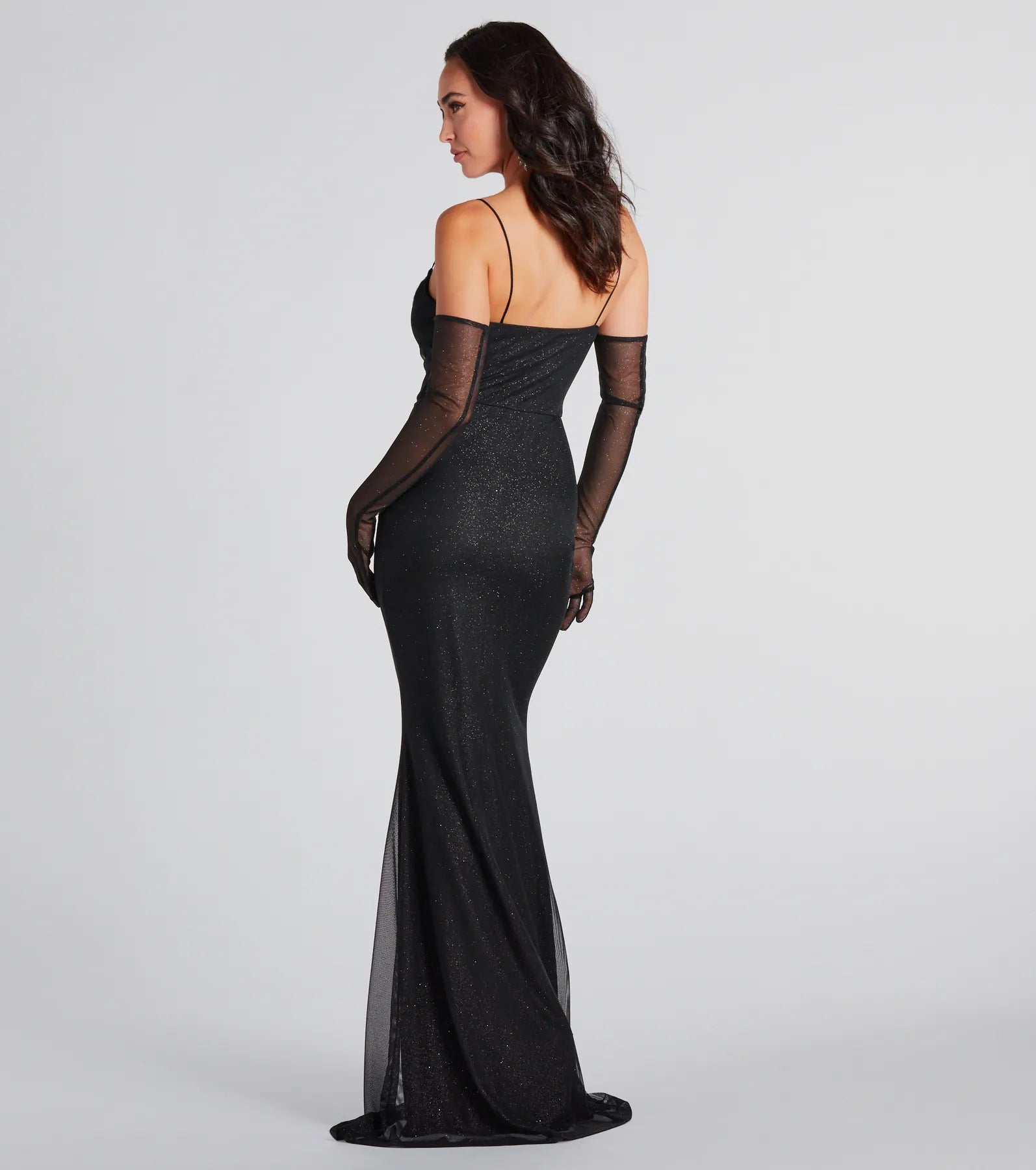 Kristi Formal Glitter Mermaid Dress With Gloves - Image 6