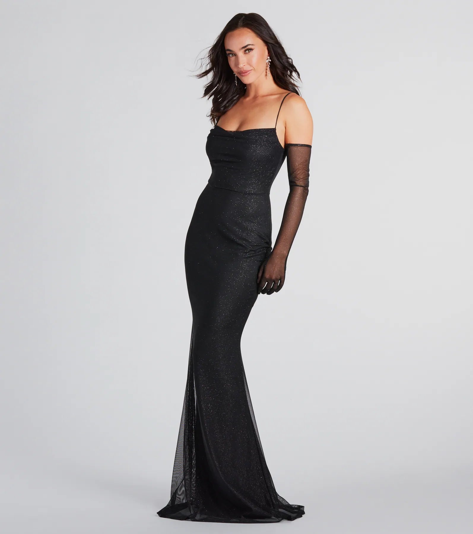 Kristi Formal Glitter Mermaid Dress With Gloves - Image 7