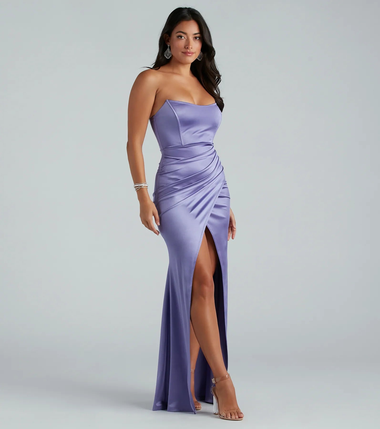 Hadlee Formal Satin Strapless Mermaid Dress - Image 3