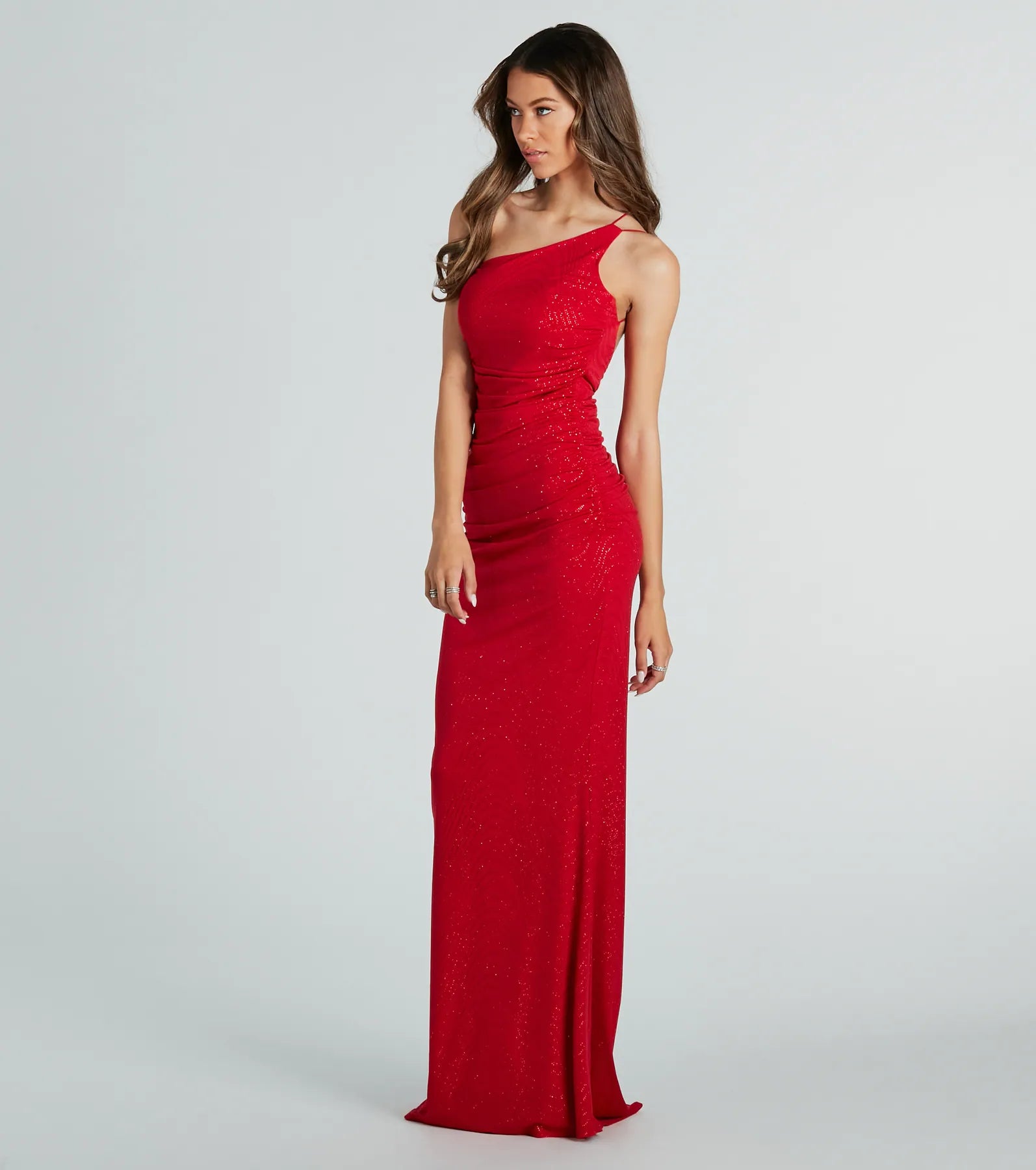 Aileen Formal One-Shoulder Glitter Mermaid Dress - Image 3