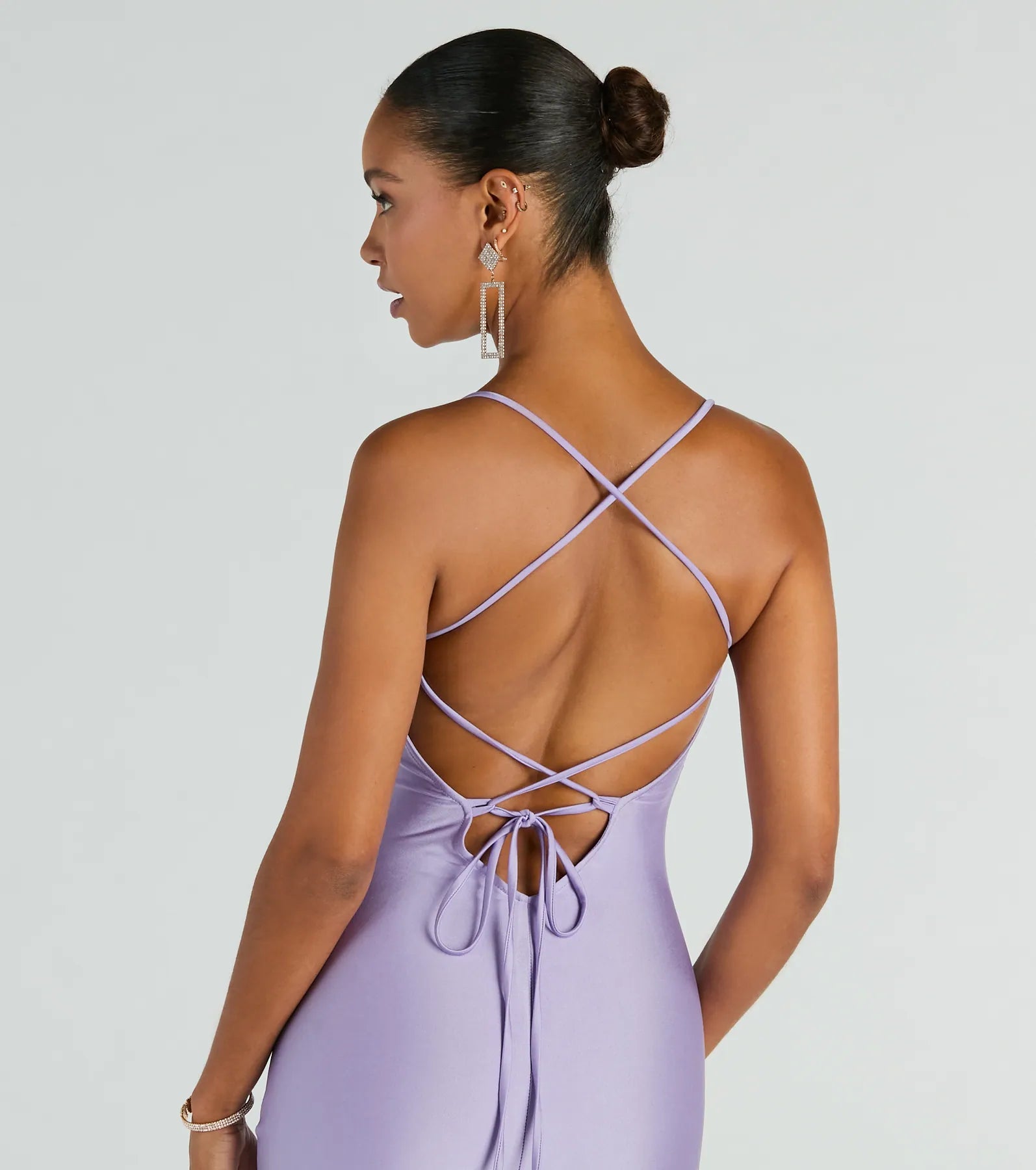 Natalie Cowl Neck Lace-Up Slit Column Dress - Image 8