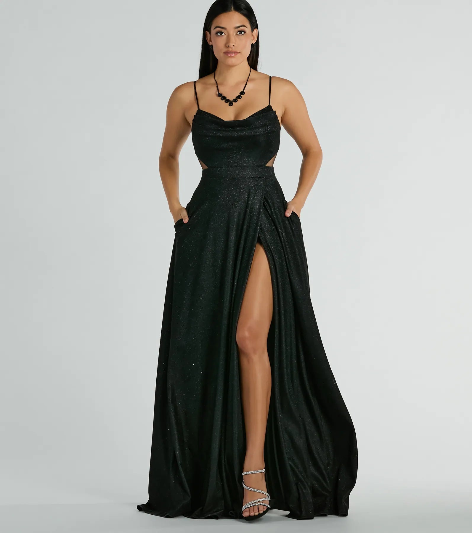 Emmeline Glitter Woven A-Line Formal Dress - Image 5