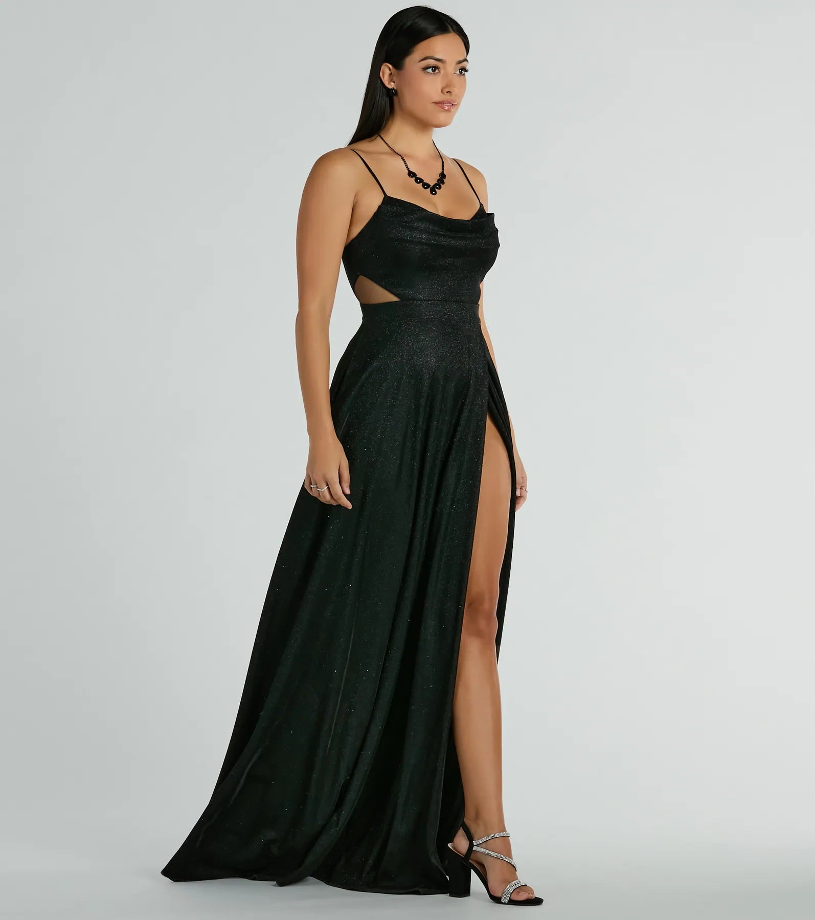 Emmeline Glitter Woven A-Line Formal Dress - Image 8