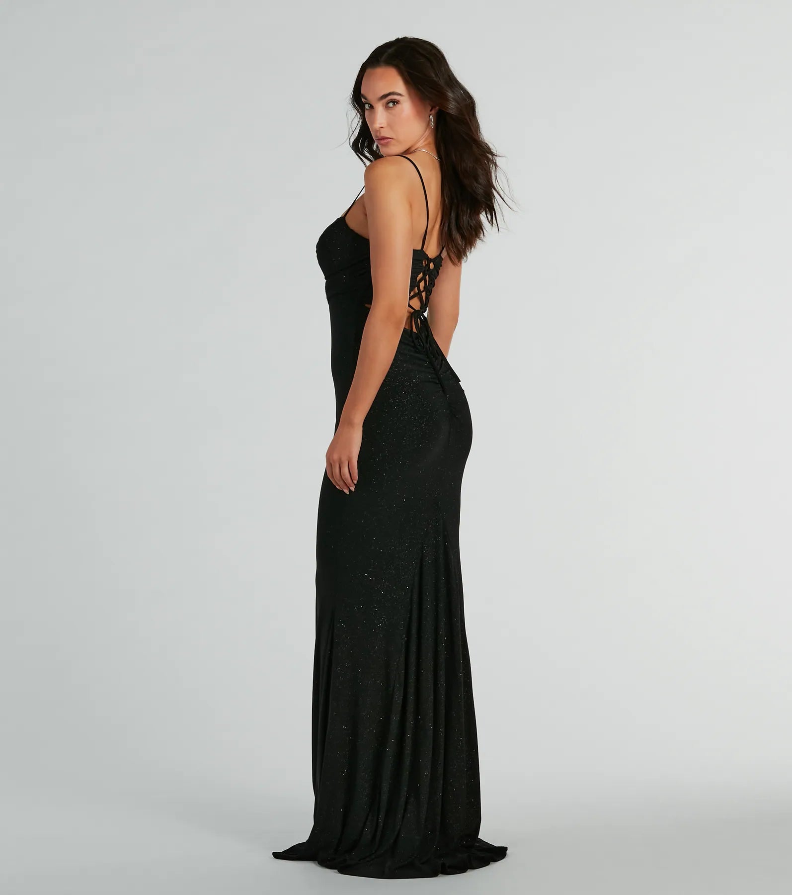 Colleen Lace Up Mermaid Glitter Formal Dress - Image 6