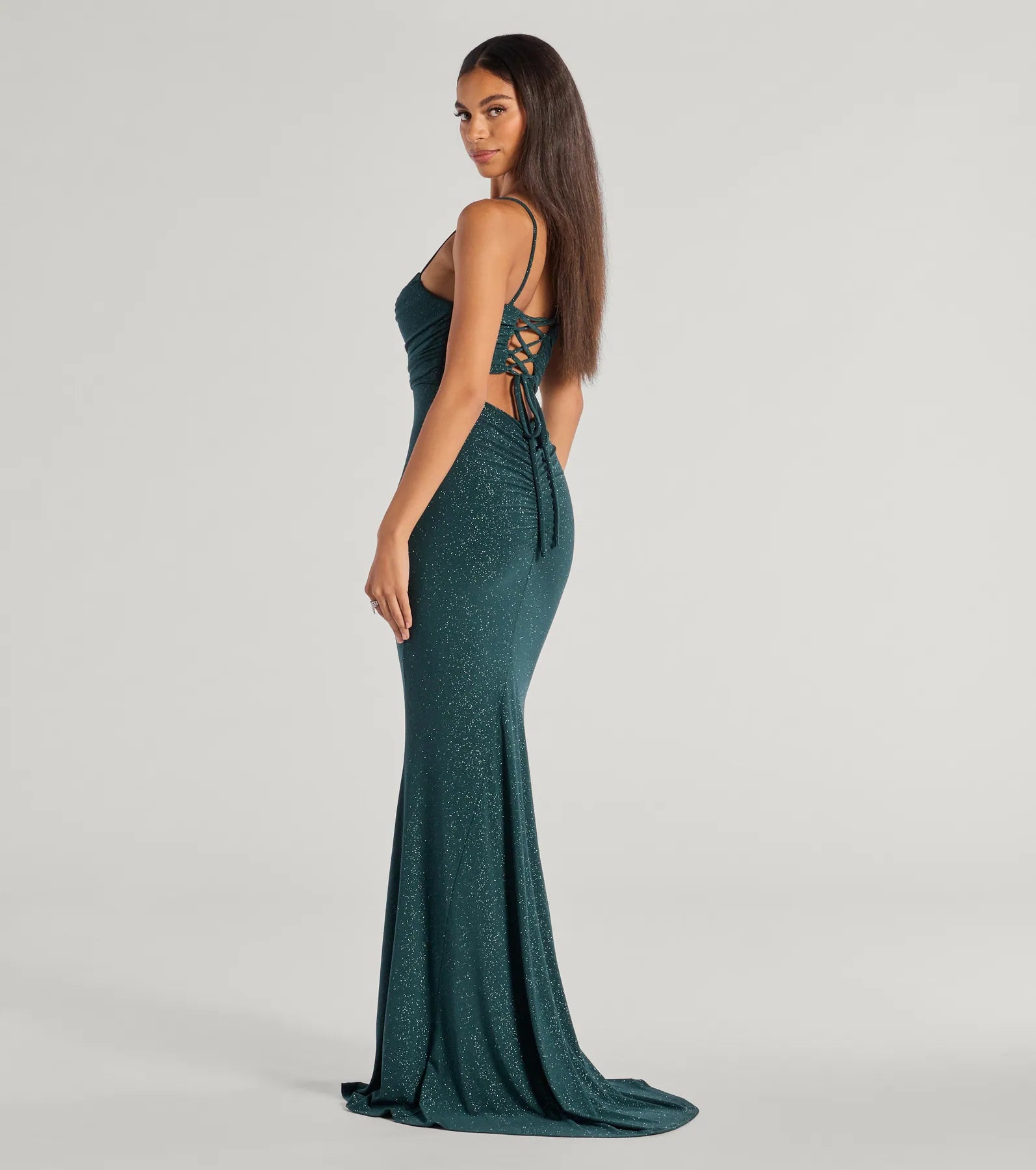 Colleen Lace Up Mermaid Glitter Formal Dress - Image 10