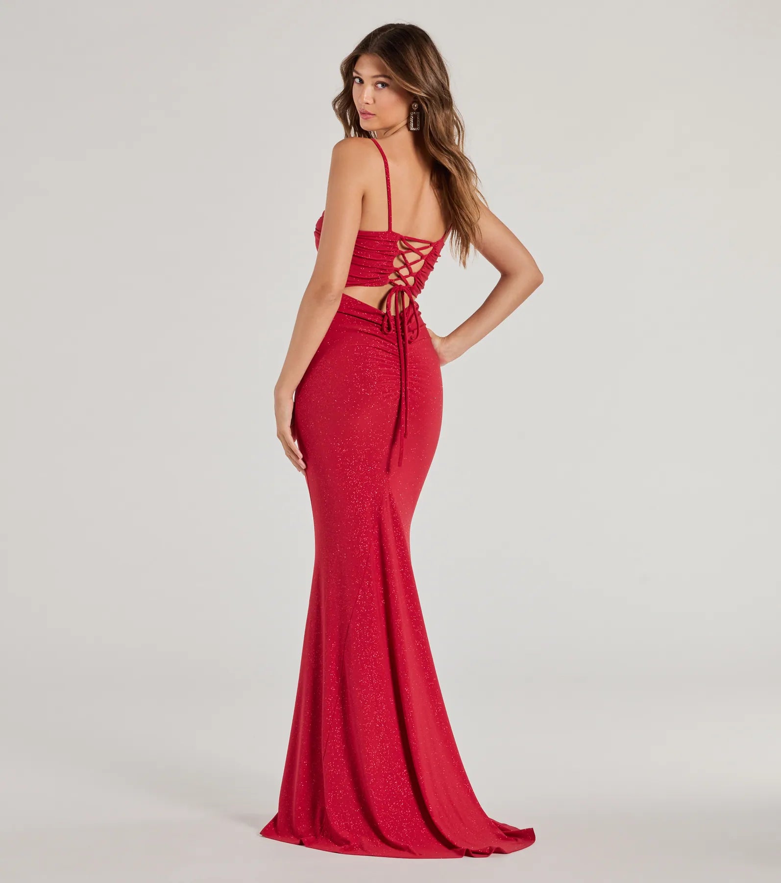 Colleen Lace Up Mermaid Glitter Formal Dress - Image 14