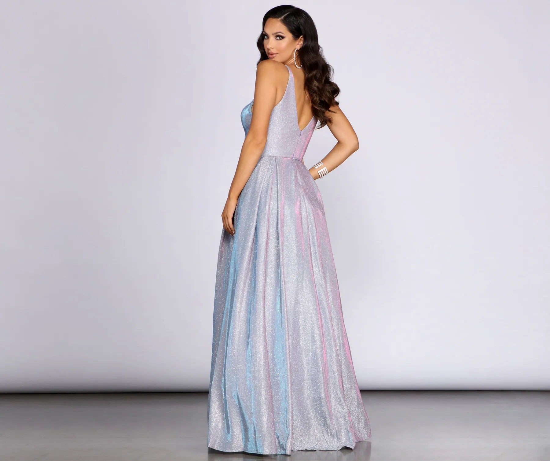 Jules Sleeveless Glitter Ball Gown - Image 2