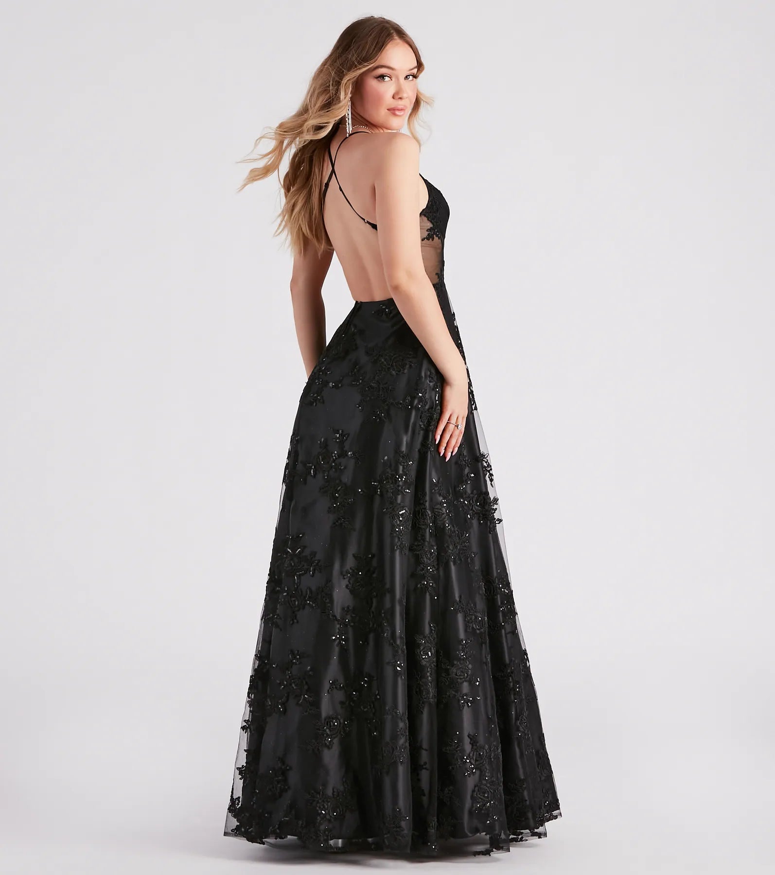 Monica Sequin Embroidered Lace Ball Gown - Image 2