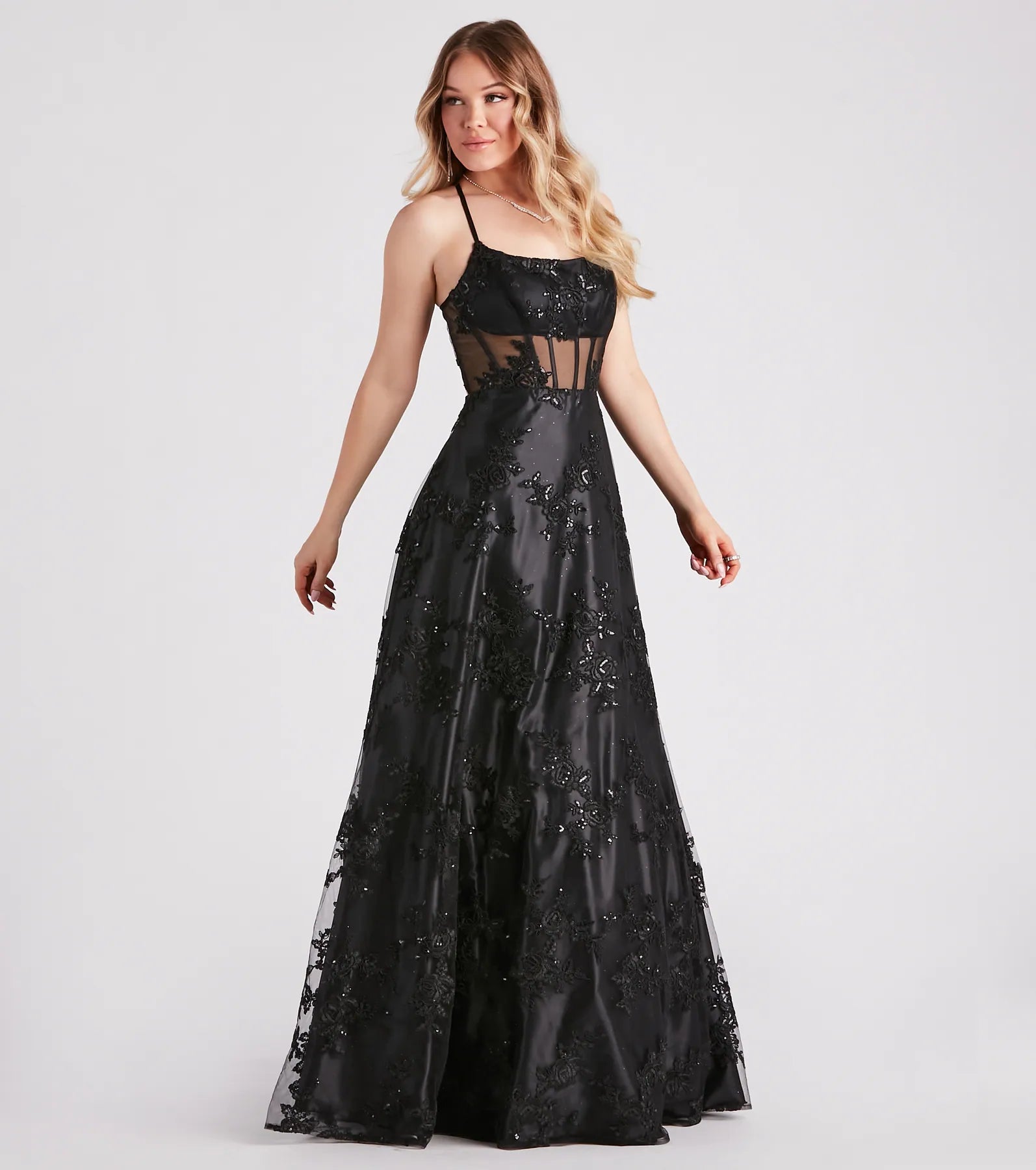 Monica Sequin Embroidered Lace Ball Gown - Image 3