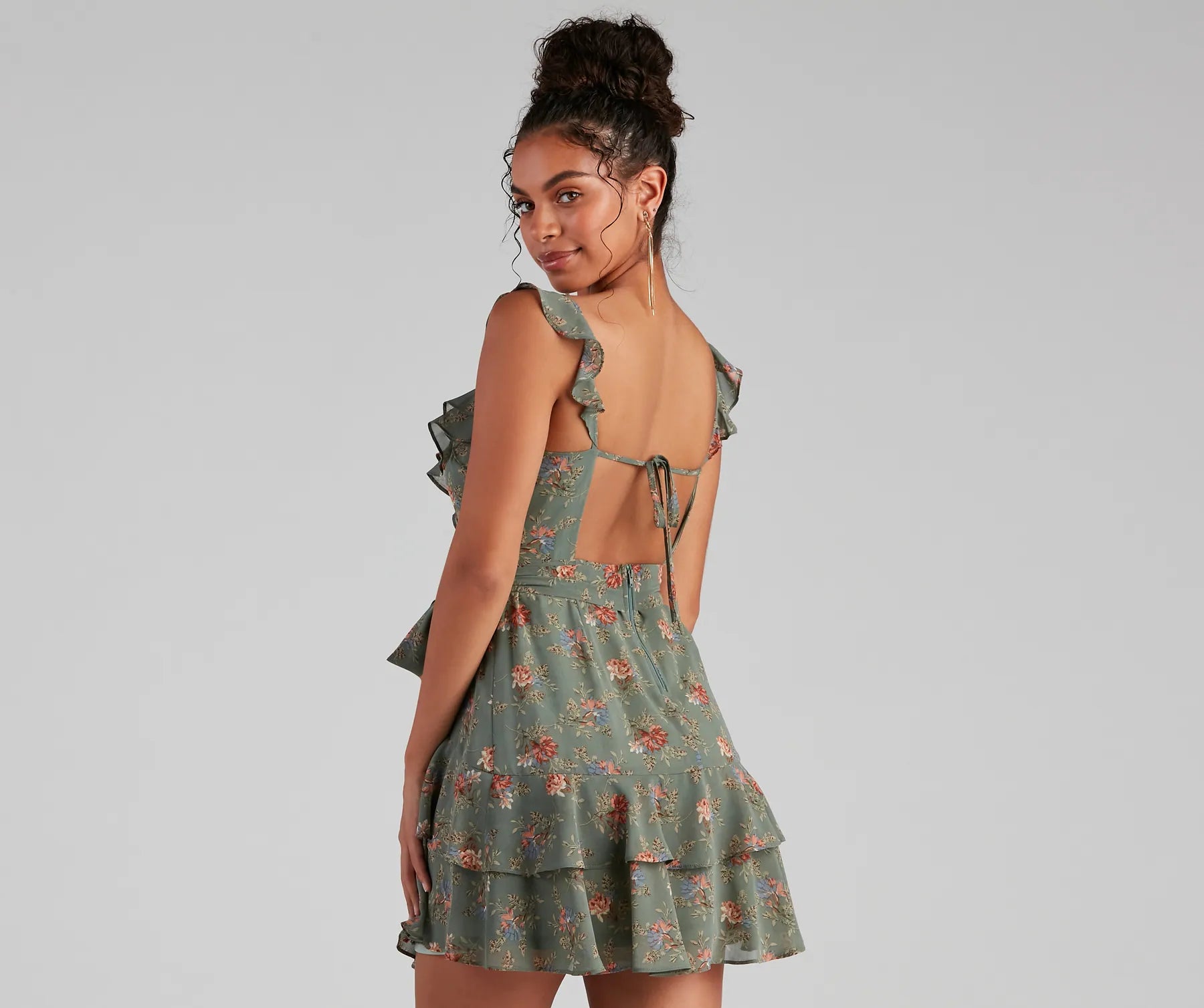Too Sweet Floral Ruffled Skater Dress - Image 2