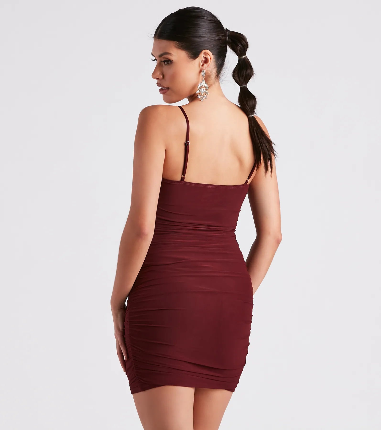 That Girl Mesh Ruche Short Dress - Image 2