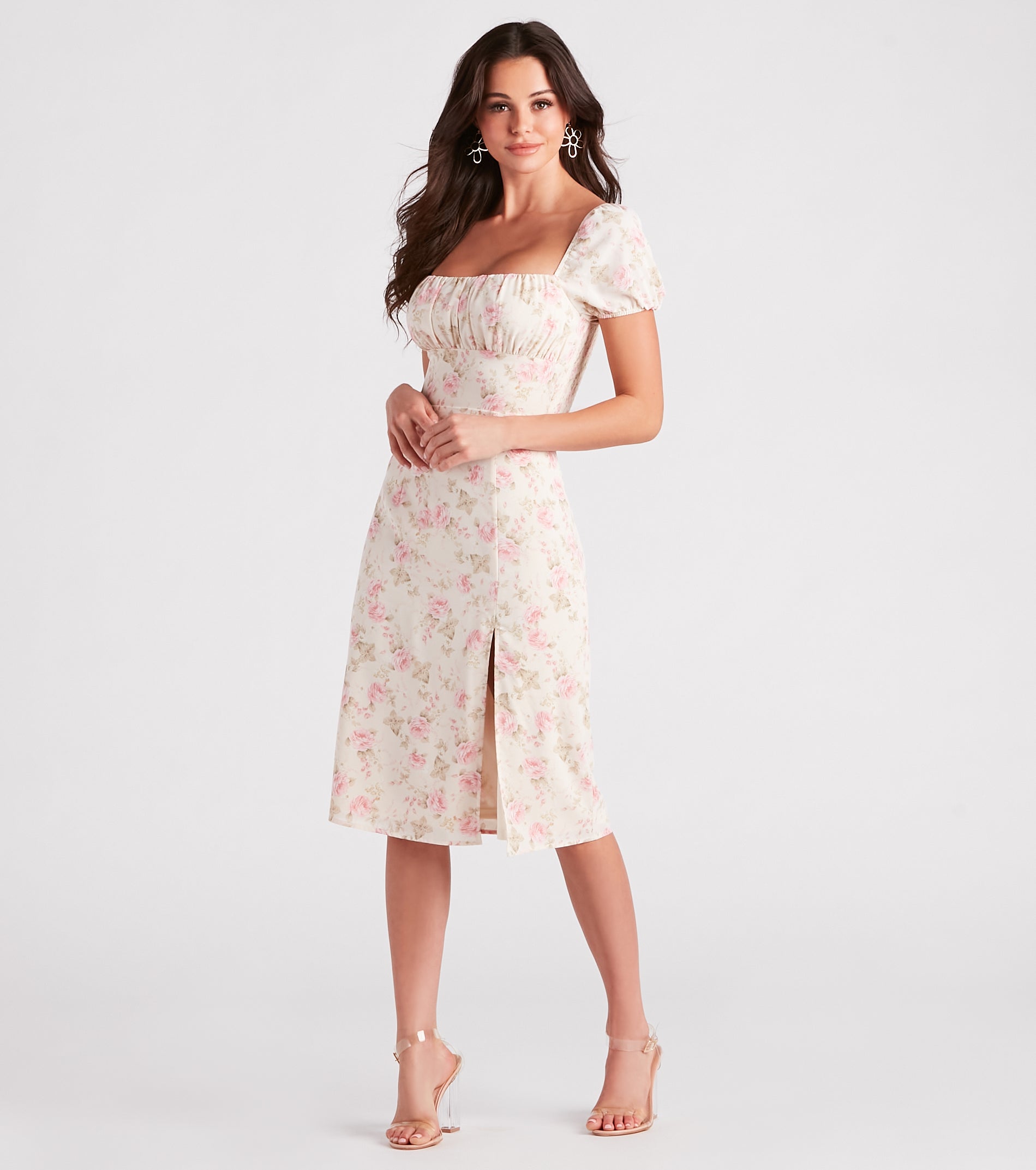 Charming Allure Floral Midi Dress - Image 3