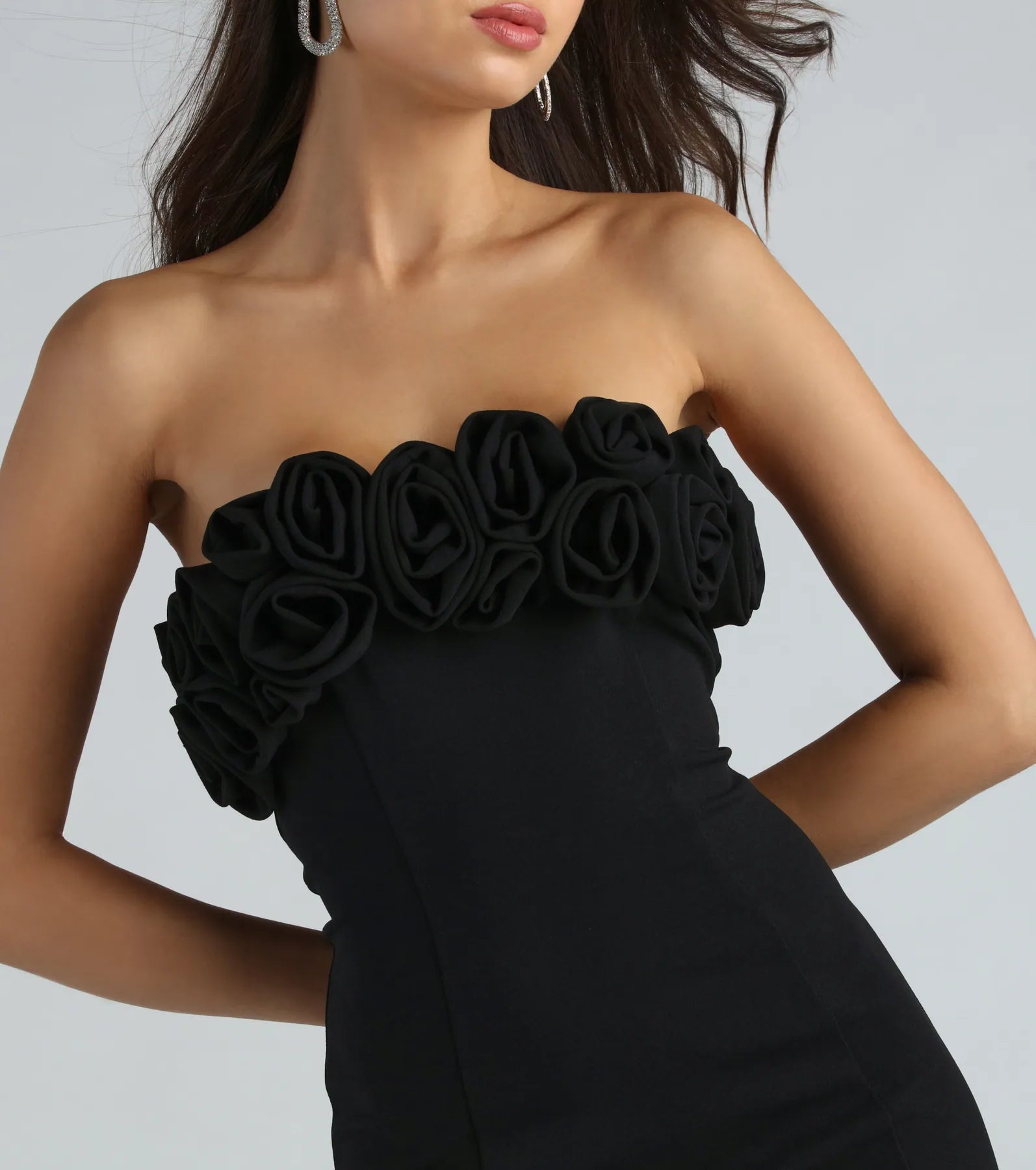 Speak My Language Crepe Rose Strapless Dress - Image 4