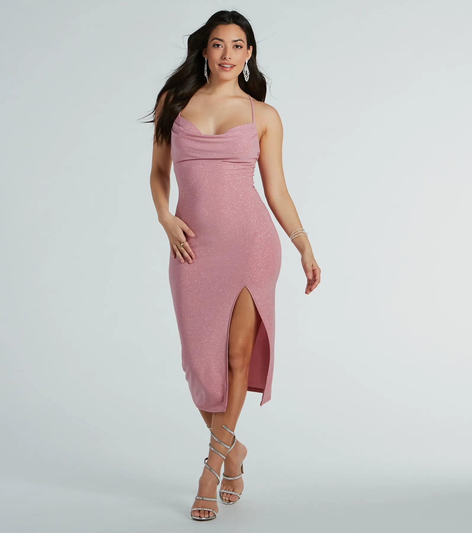 Sparkle The Night Away Glitter Midi Dress - Image 3