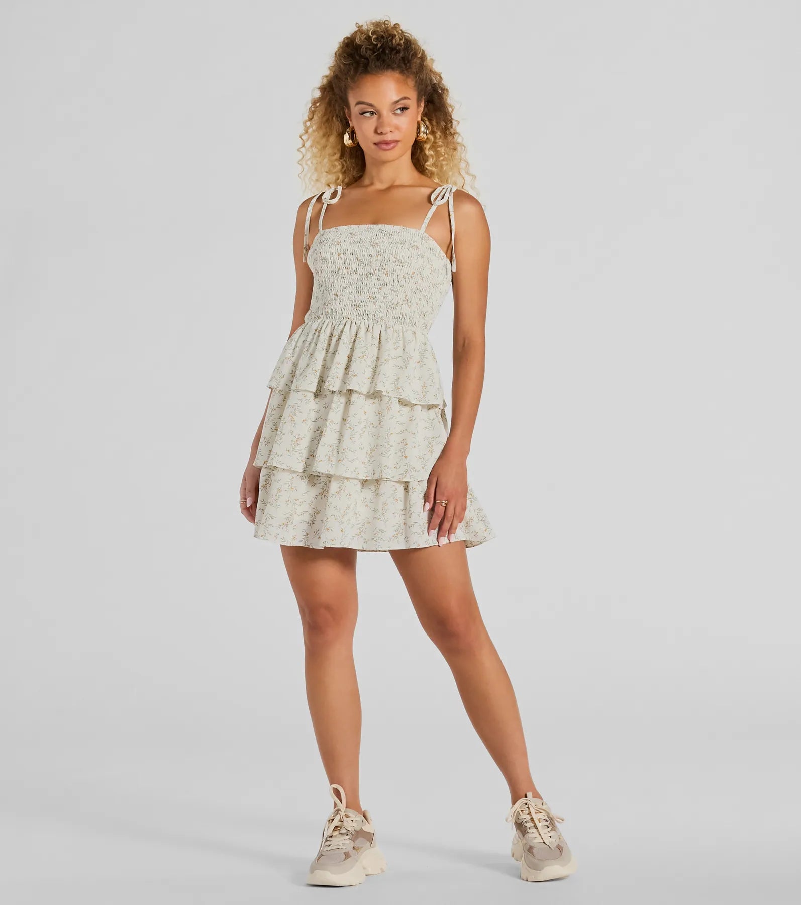Cascading Romance Ruffle Floral Skater Dress - Image 3
