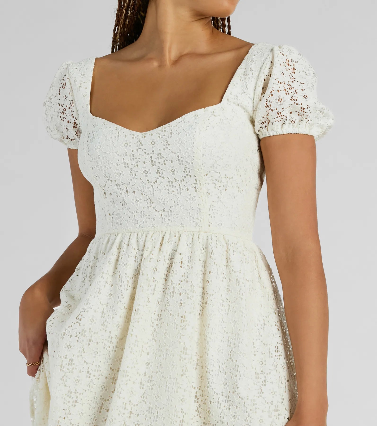 Perfectly Stunning Bow Eyelet Lace Skater Dress - Image 3