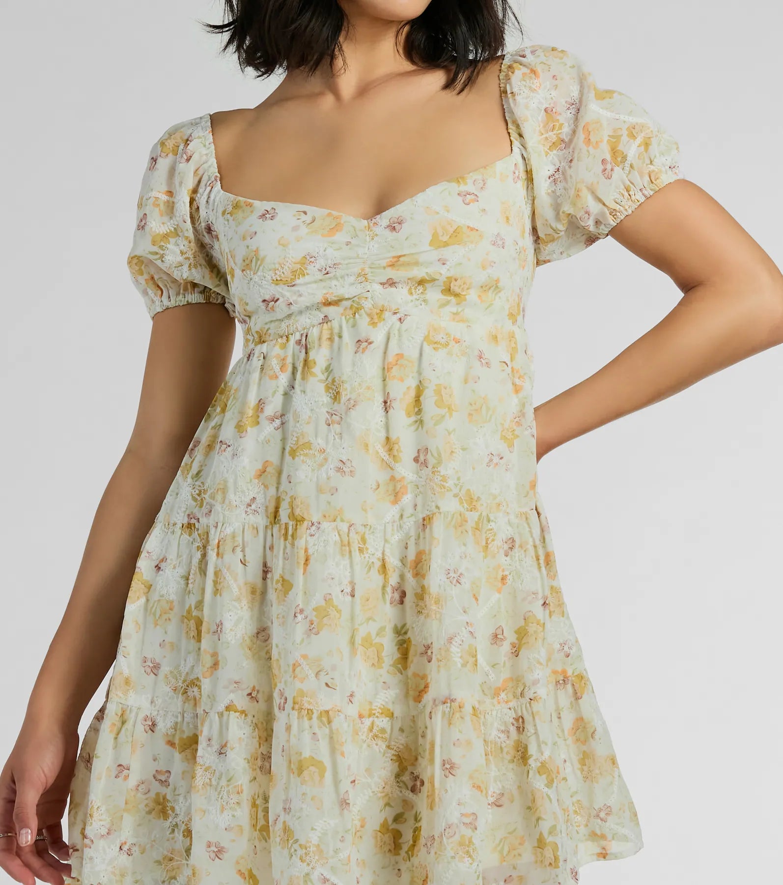 Captivating Cutie Eyelet Floral Babydoll Dress - Image 4