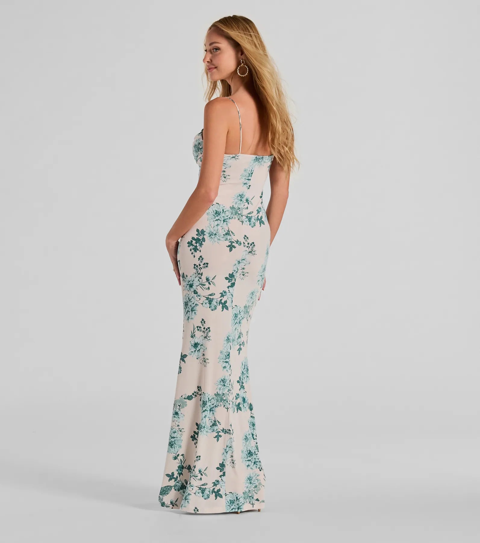 Delightful And Sweet Cowl Neck Floral Maxi Dress - Image 2