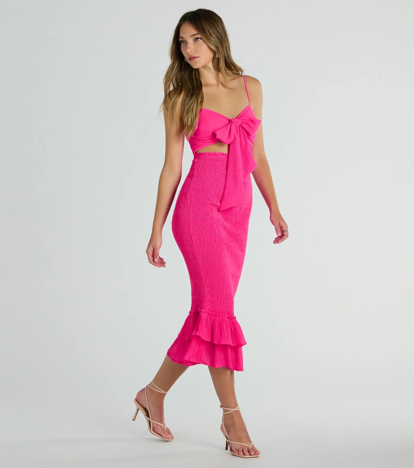 Bold Babe Cutout Ruffle Hem Chiffon Midi Dress - Image 4