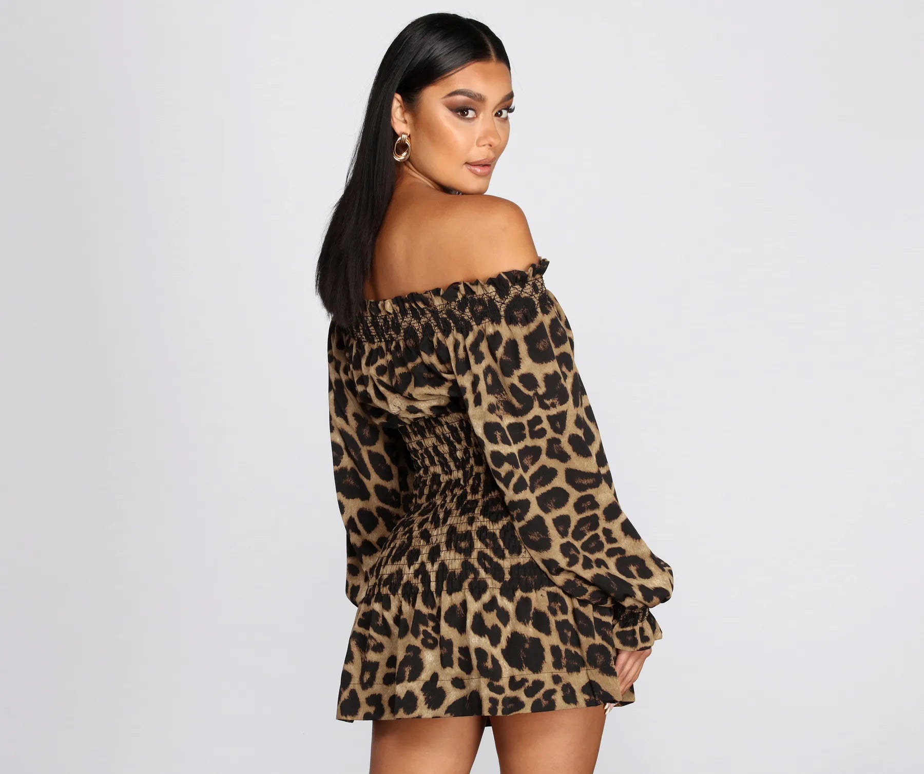 Cool Cat Leopard Off Shoulder Mini Dress - Image 2