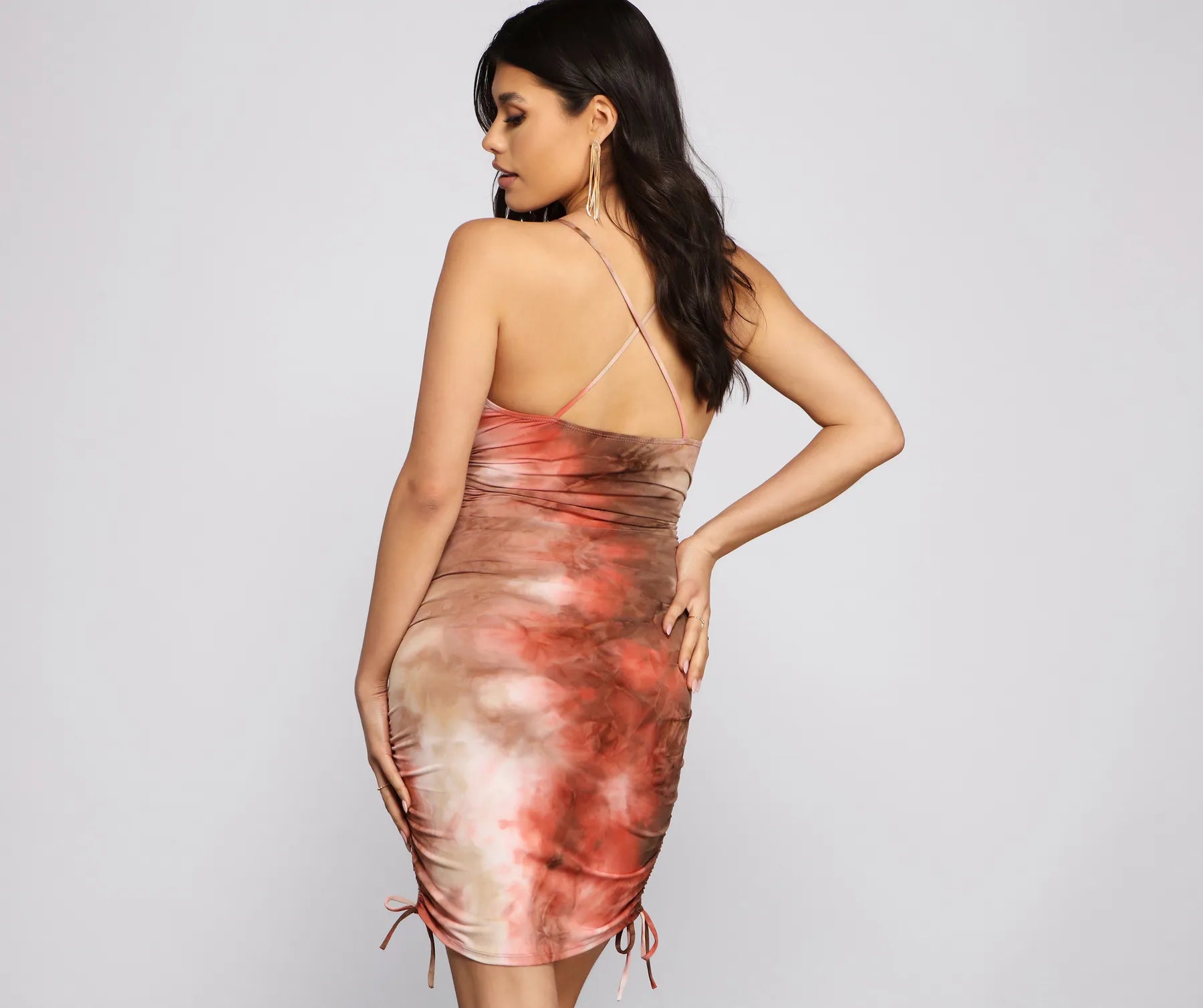 Fabulously Retro Ruched Tie Dye Dress - Image 2