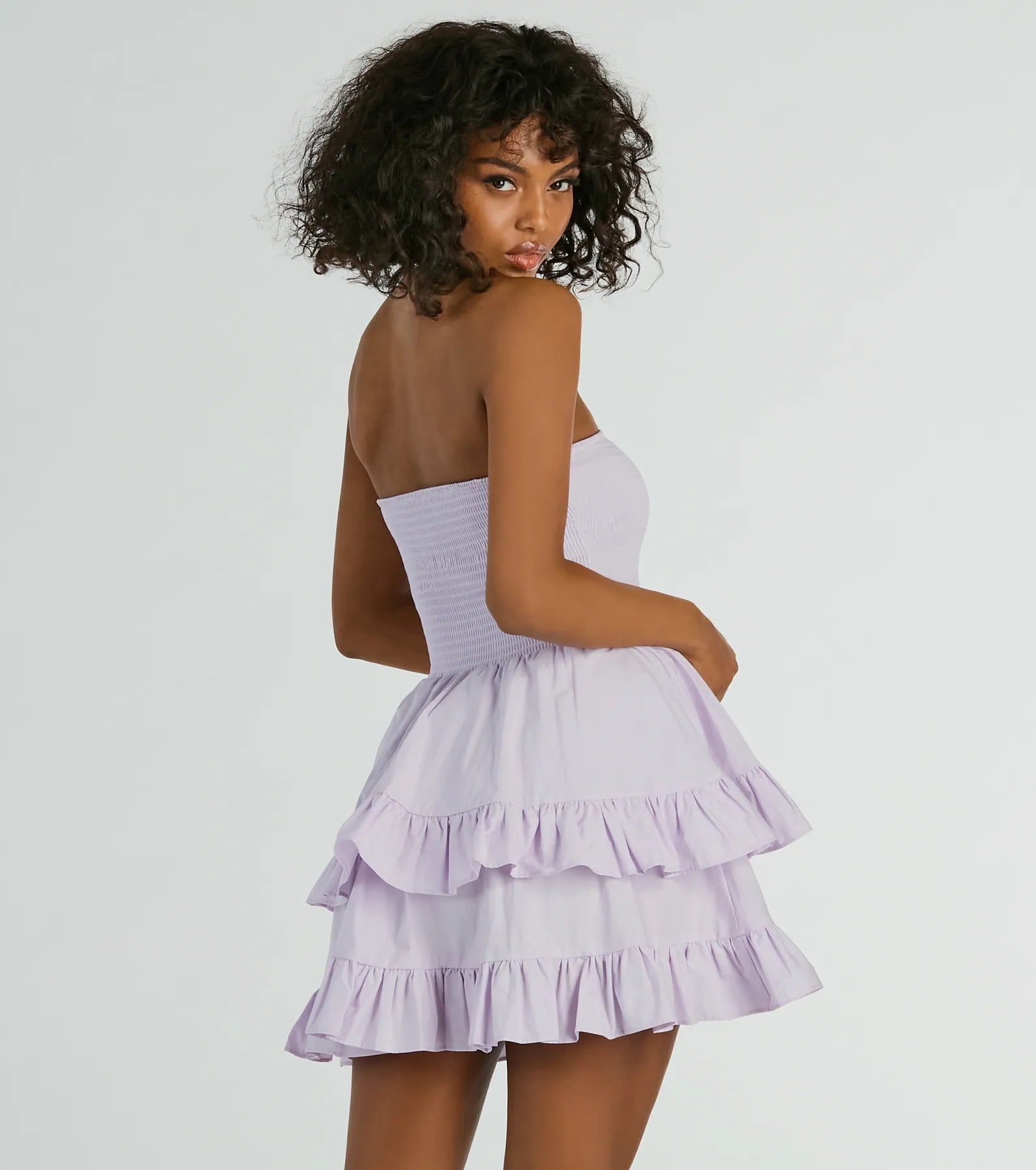 Sunny Day Gal Strapless Ruffled Skater Dress - Image 2