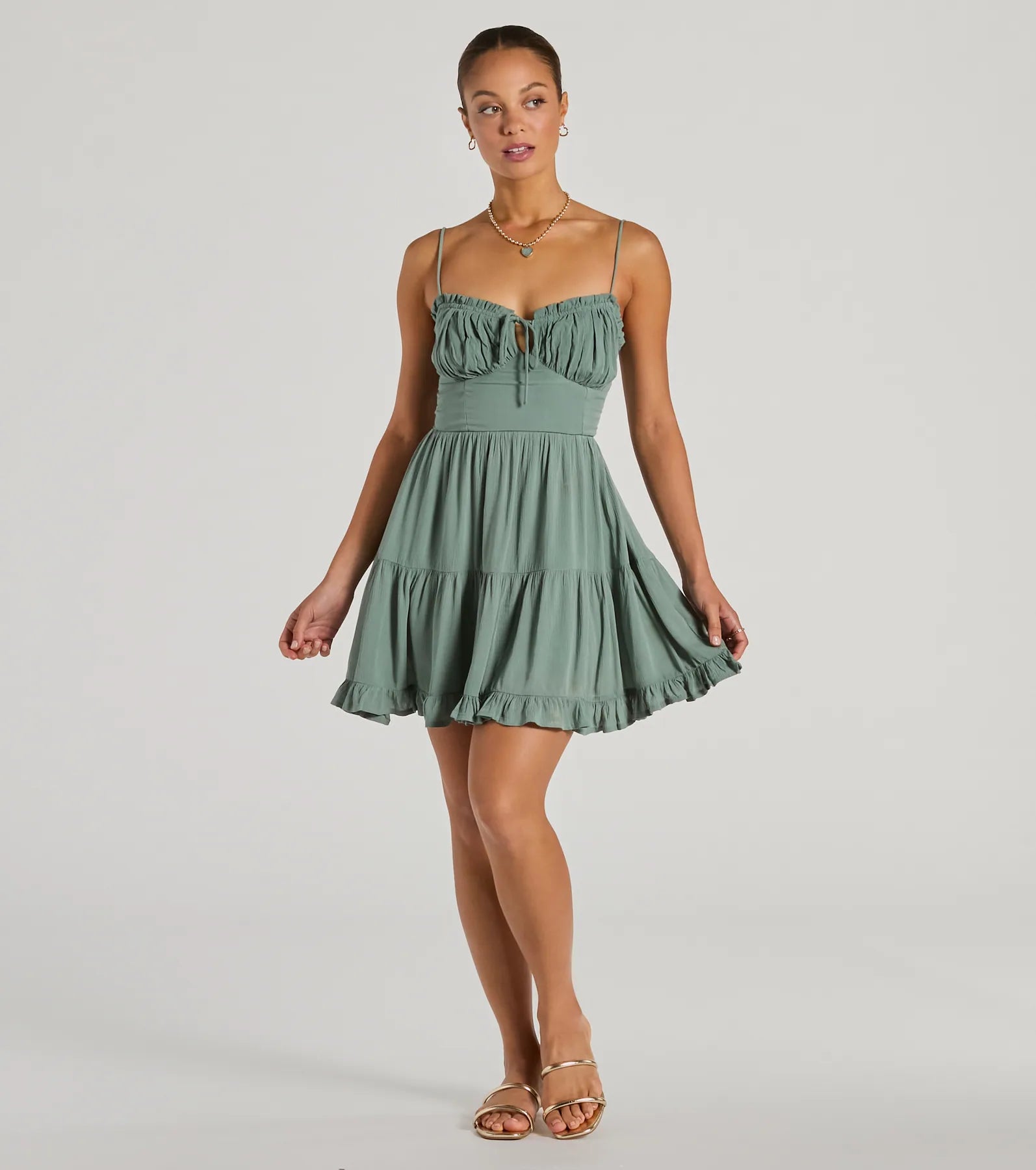 A Sweet Look Sleeveless Ruffled Skater Dress - Image 4