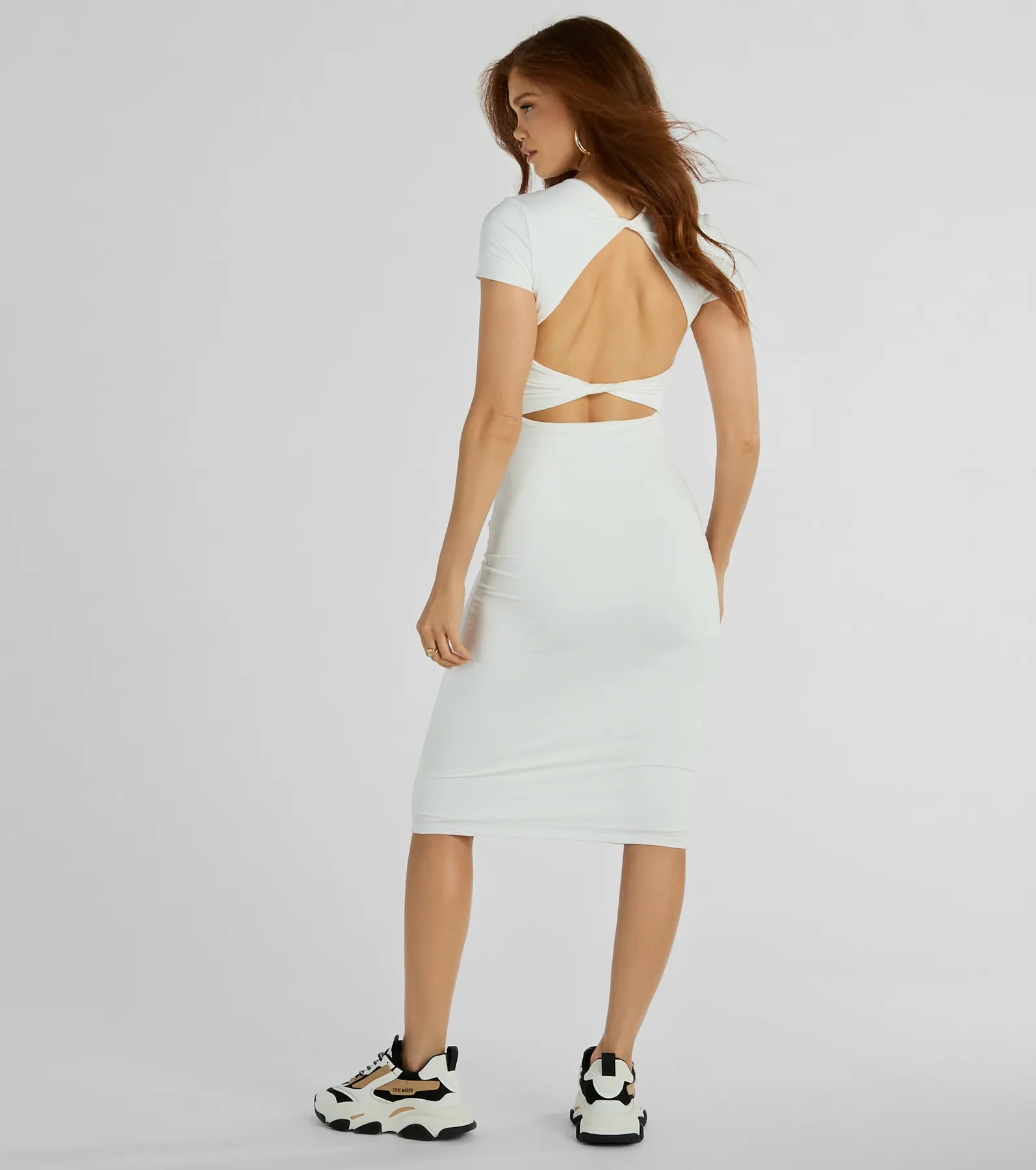 Sultry Deets Cap Sleeve Open Twist Back Midi Dress - Image 2