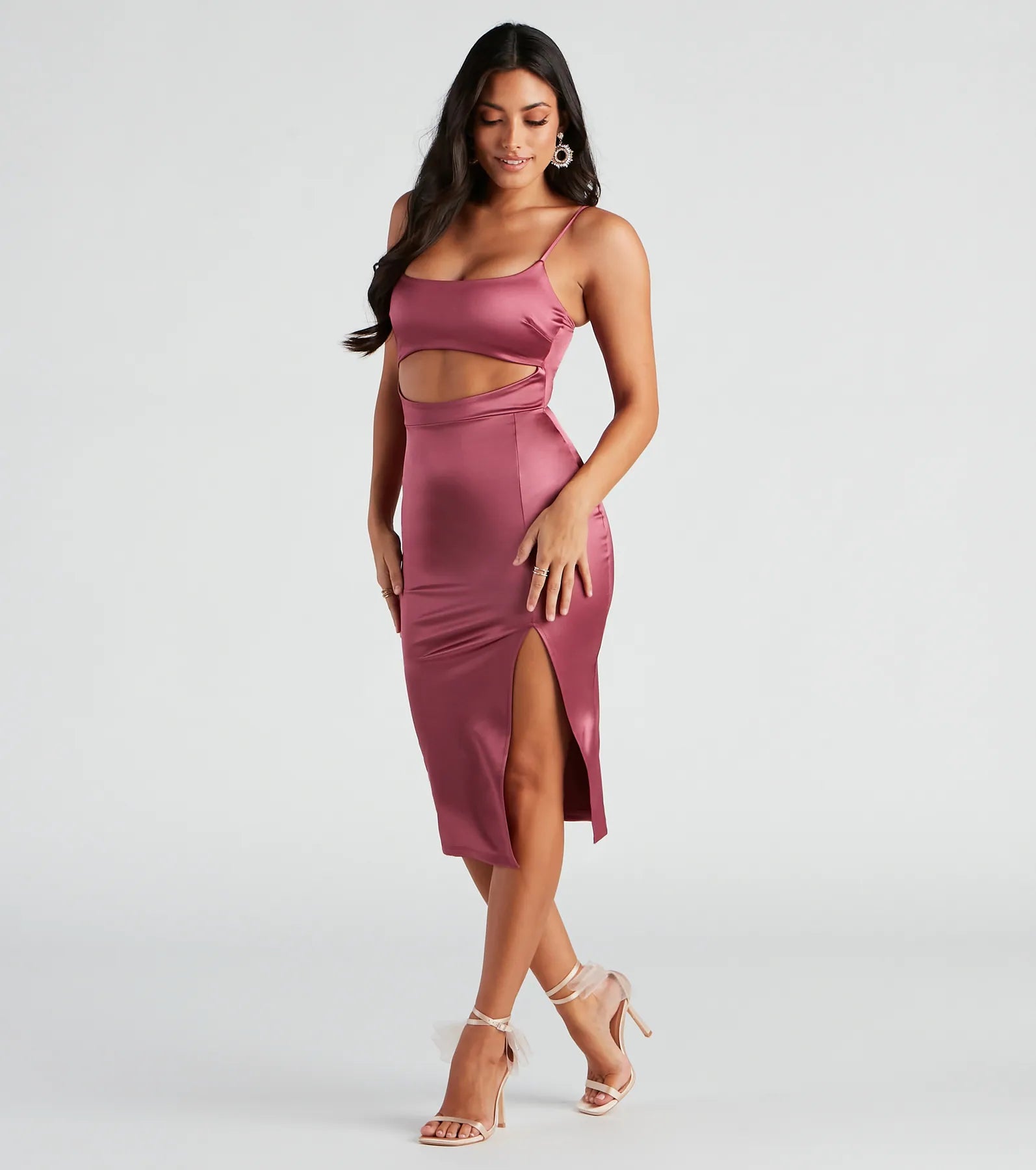 All Eyes On You Satin Midi Dress - Image 3
