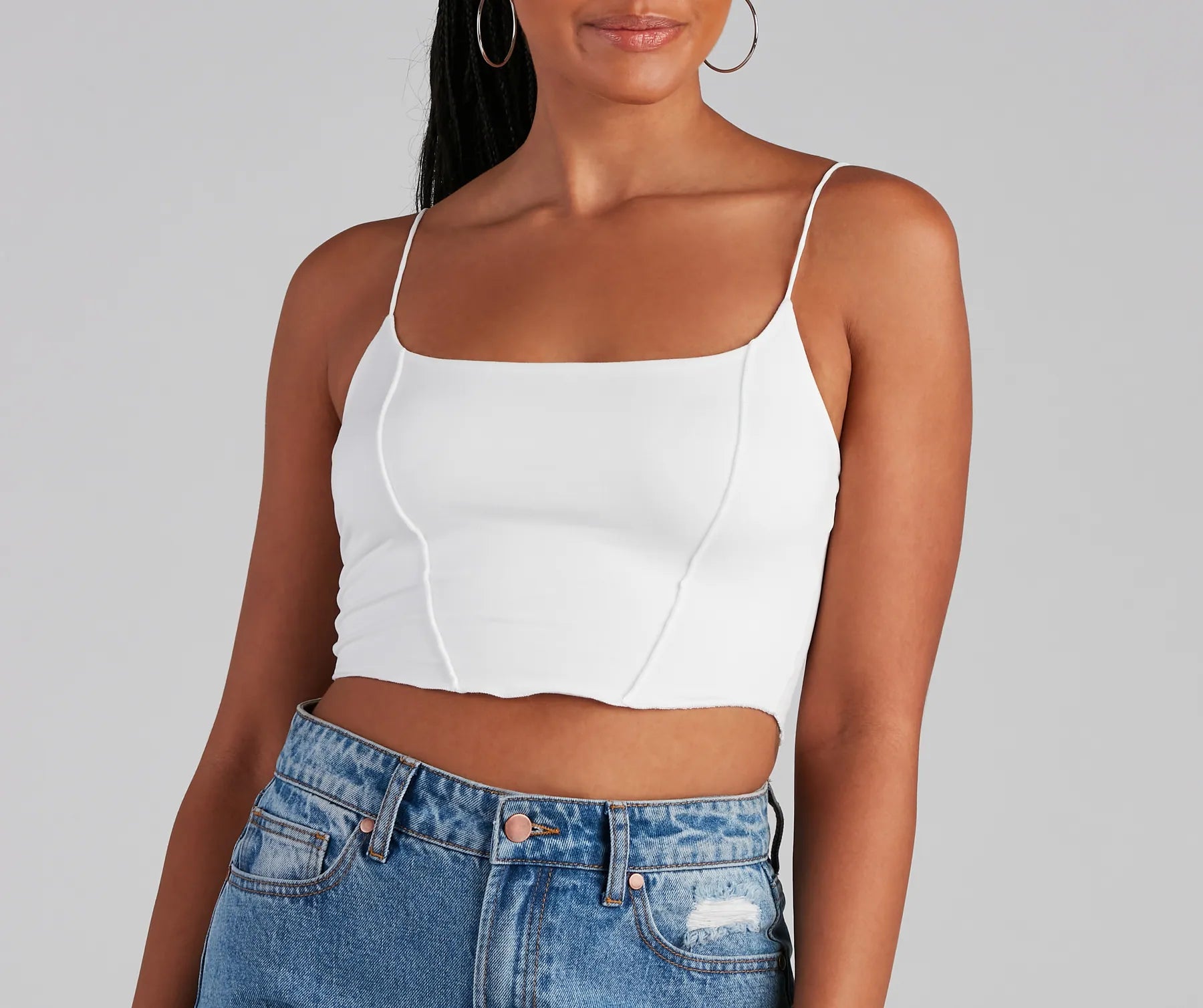 You're Not Basic Seam Crop Top - Image 11