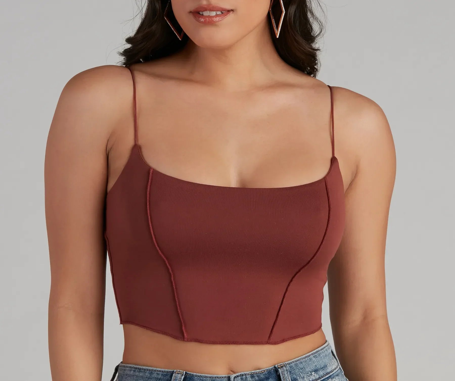 You're Not Basic Seam Crop Top - Image 3