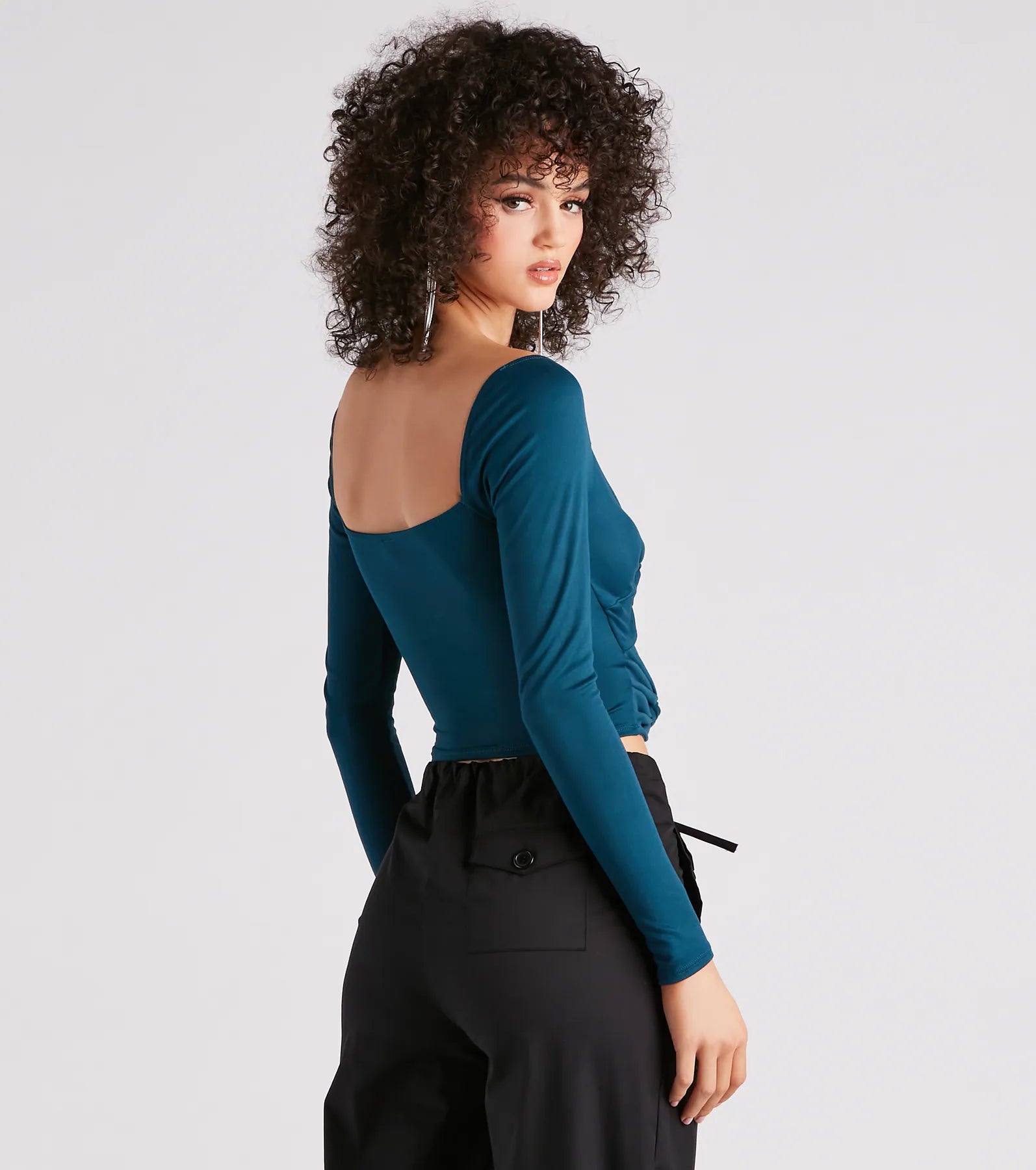 Wild Card Knit Cutout Crop Top - Image 10