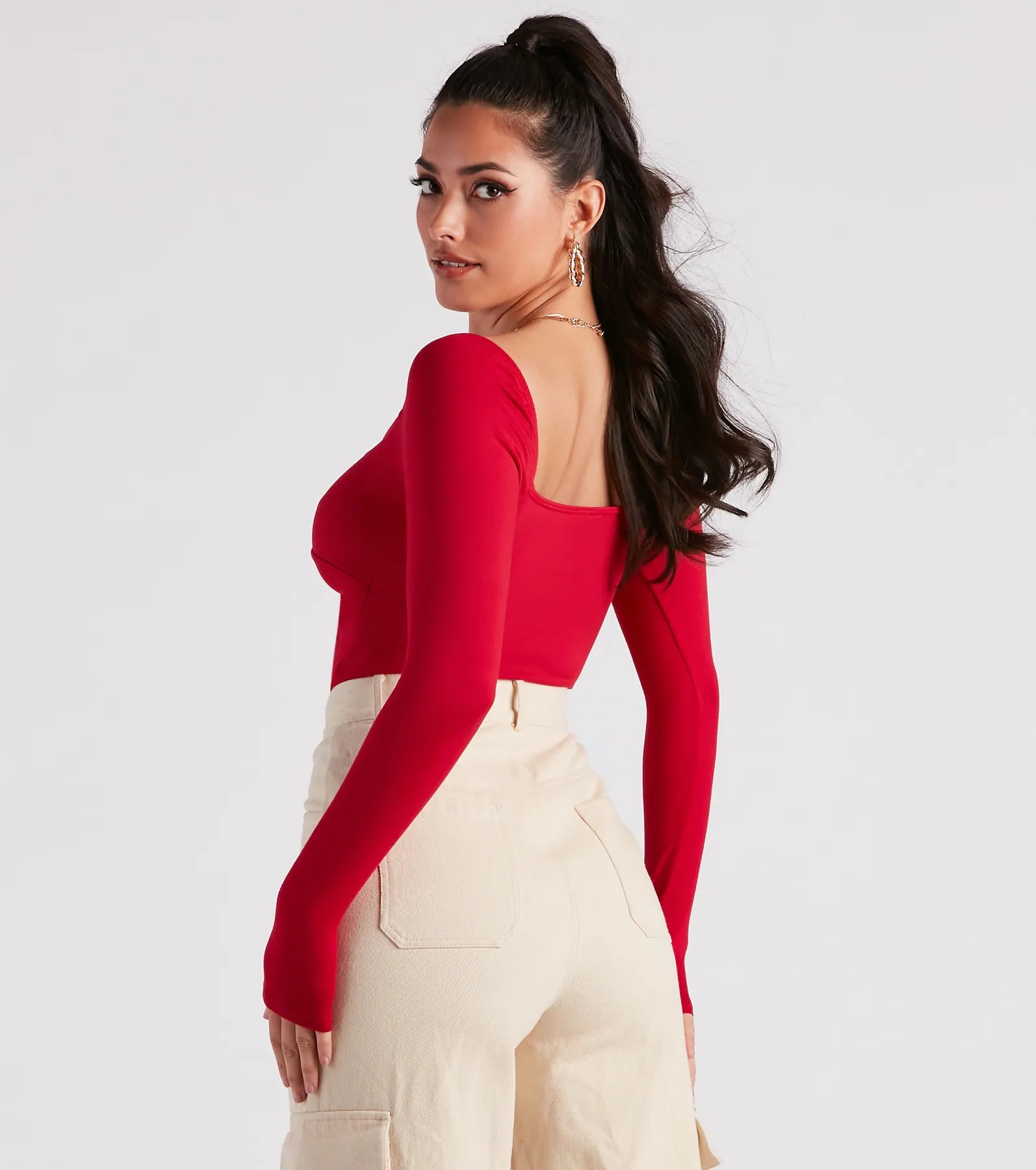 Wild Card Knit Cutout Crop Top - Image 2