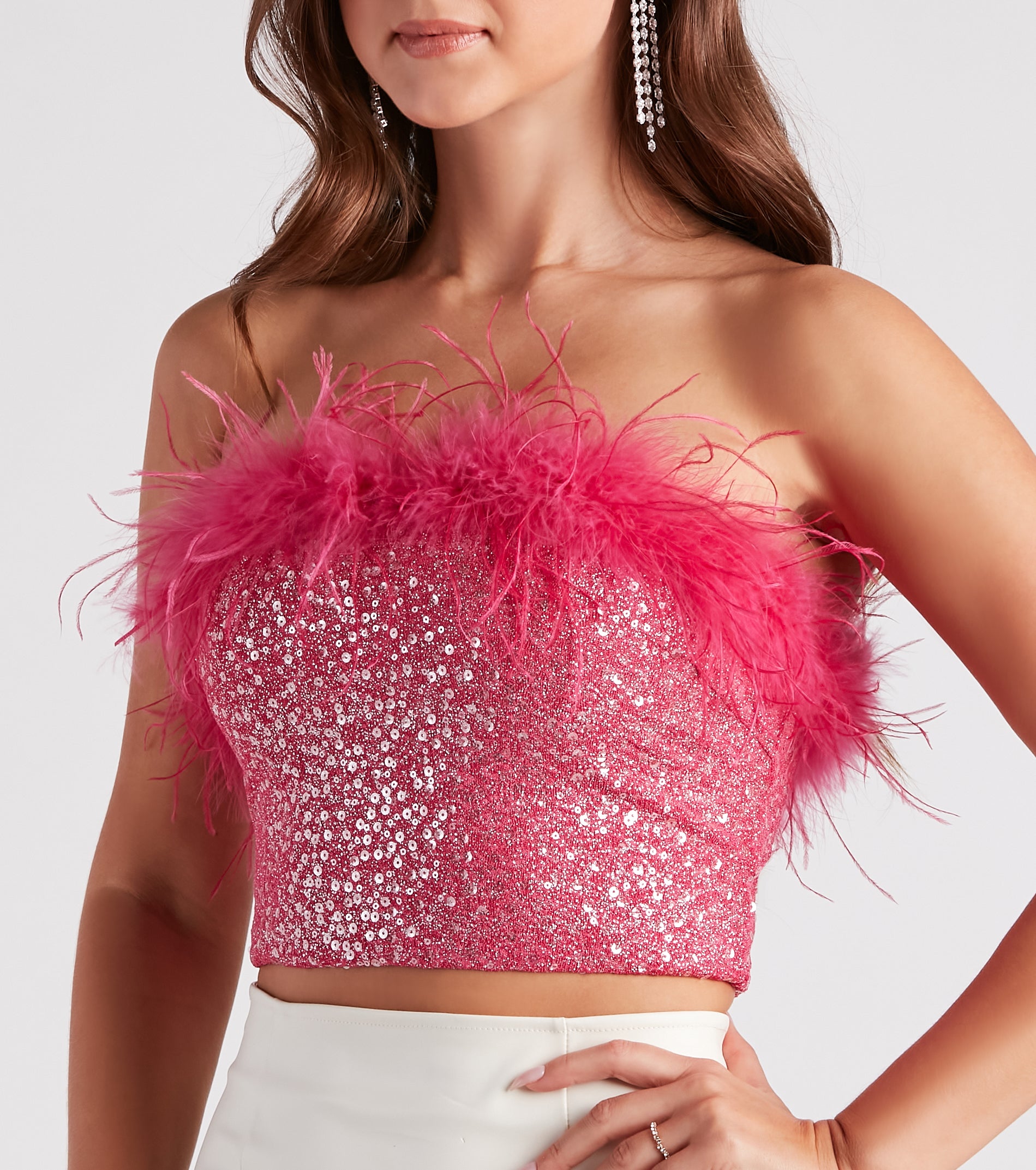 Sweet Darling Glitter Marabou Top - Image 4