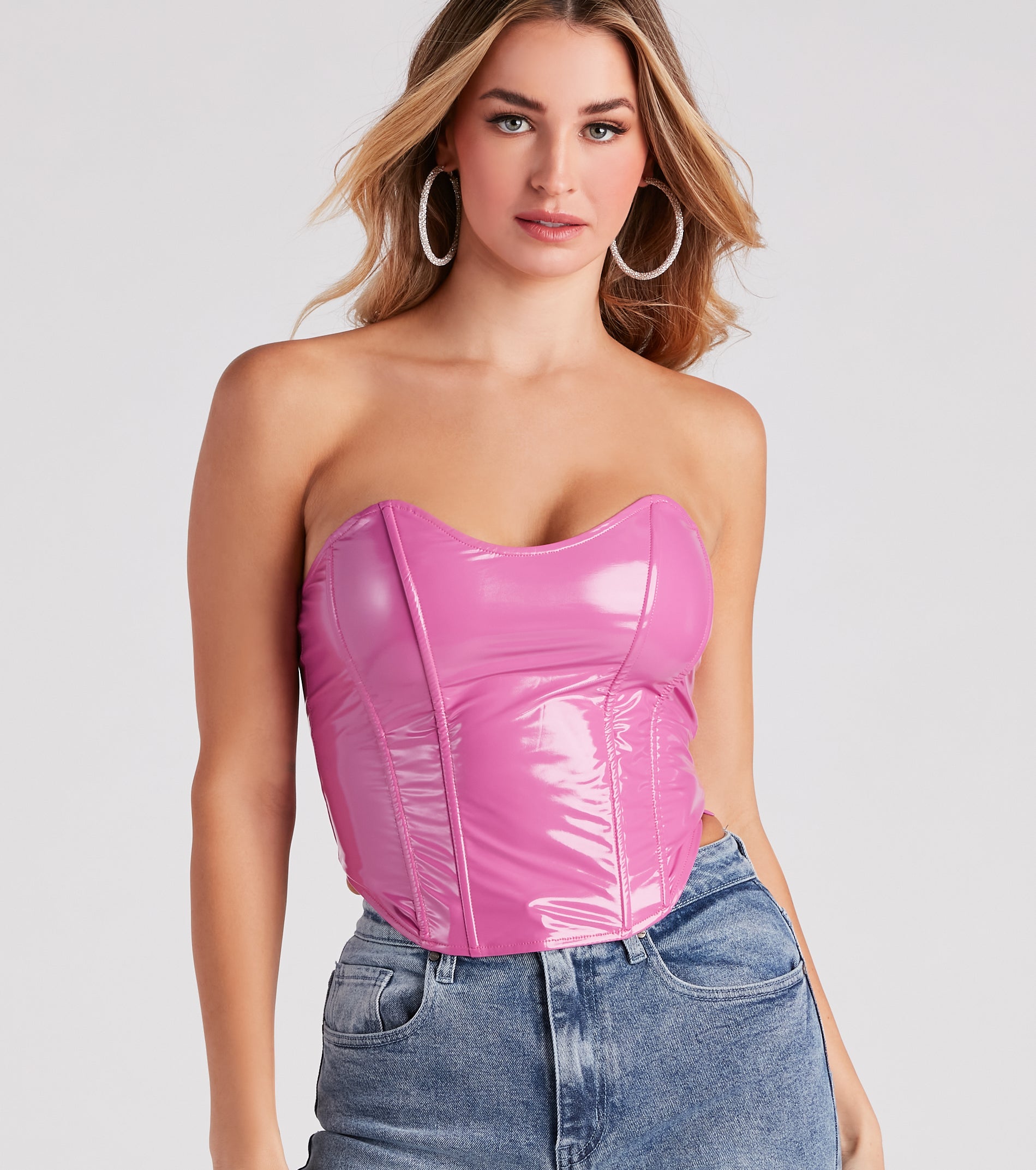 Babe Factor Latex Corset Crop Top - Image 4