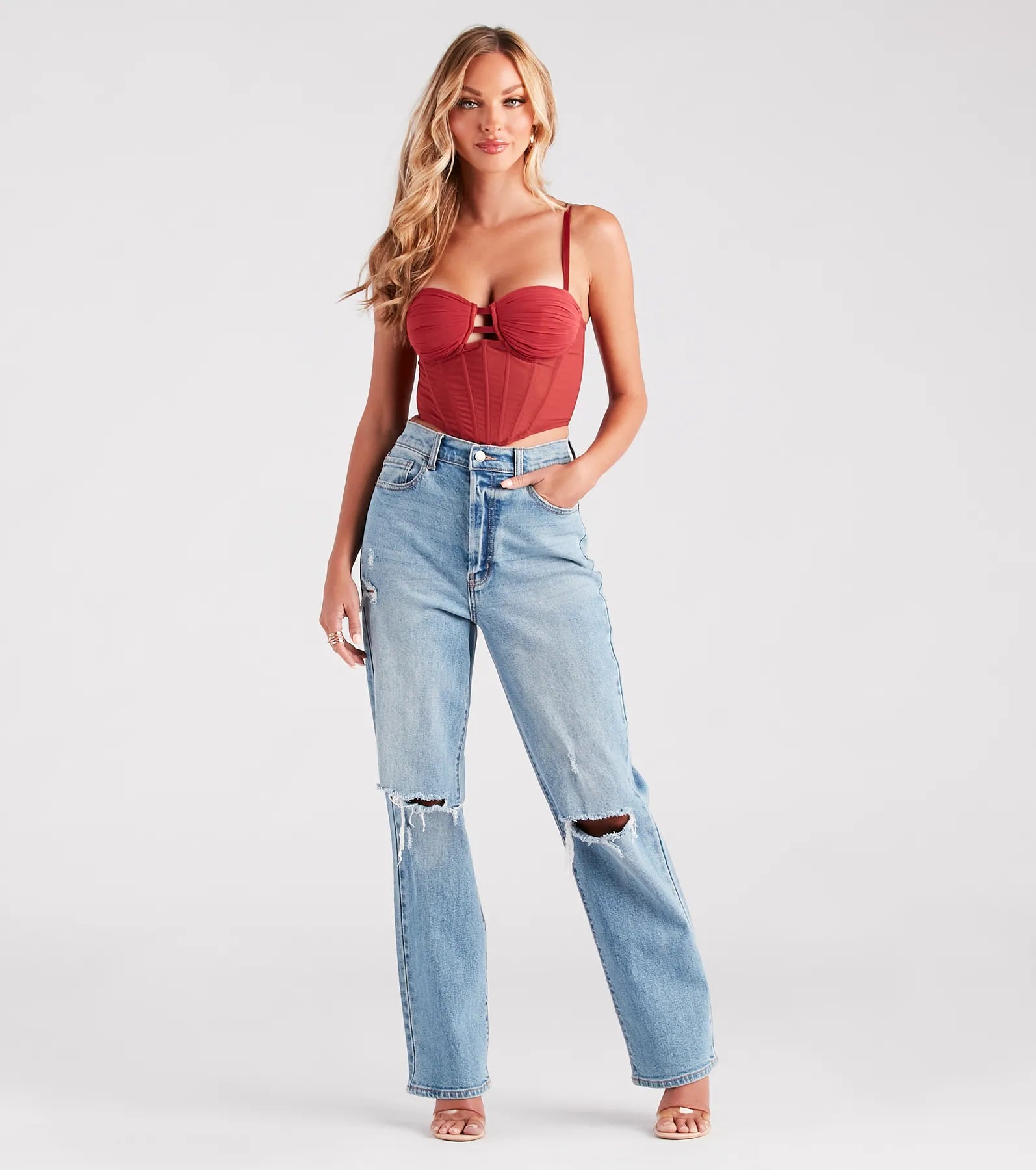 Sweet Affection Ruched Crop Bustier - Image 3