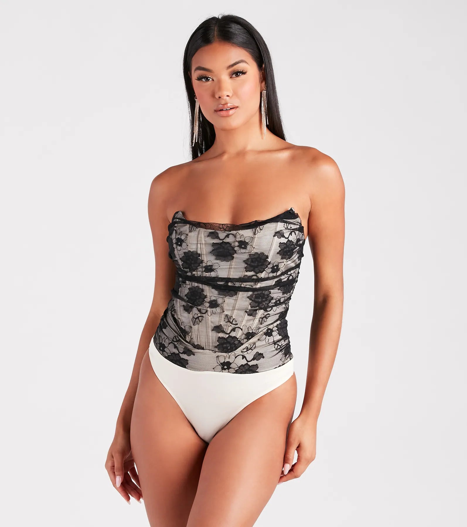 Sultry Romance Sheer Lace Corset Bodysuit - Image 5