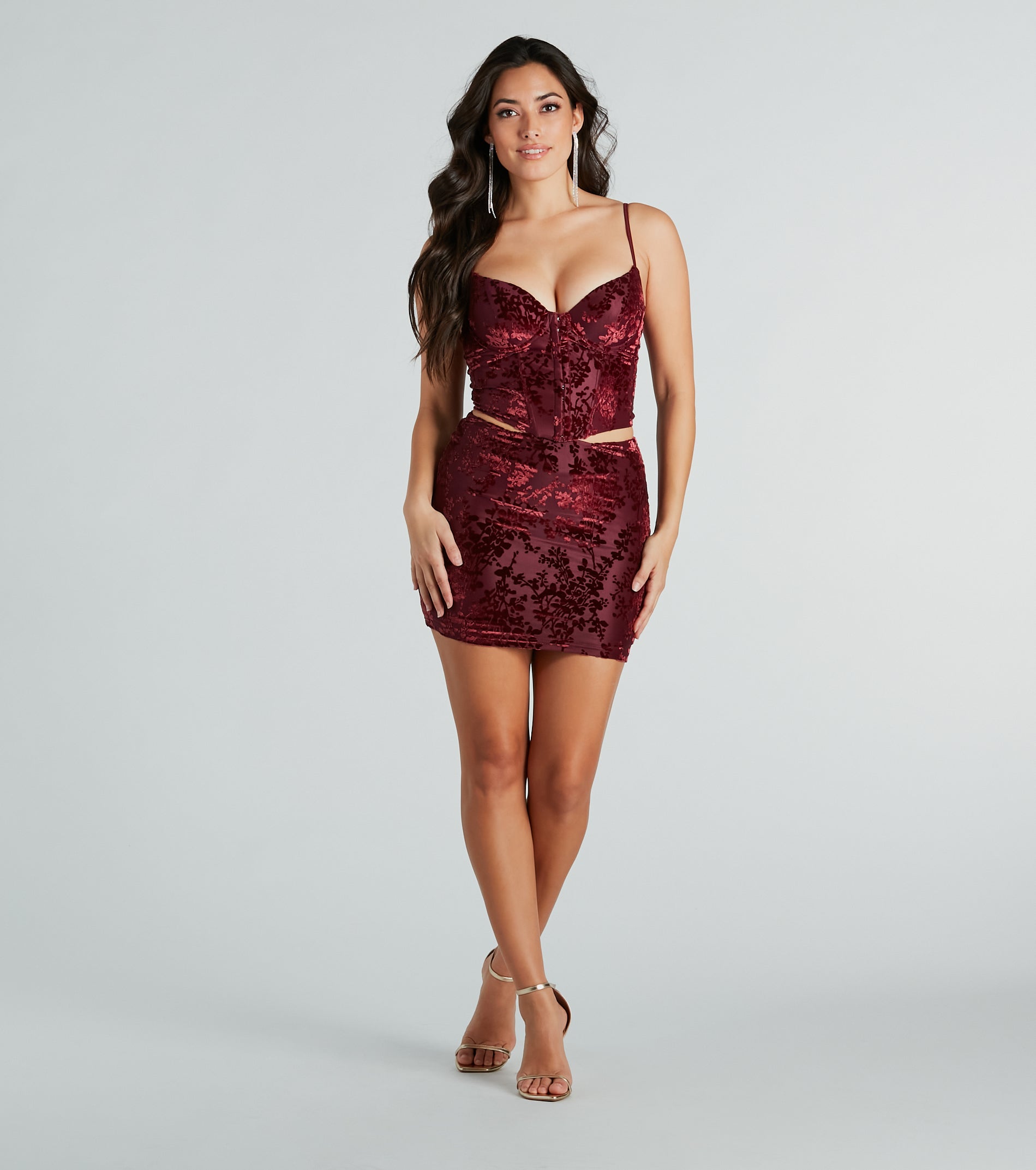 Twice As Flirty Flocked Velvet Bustier - Image 4