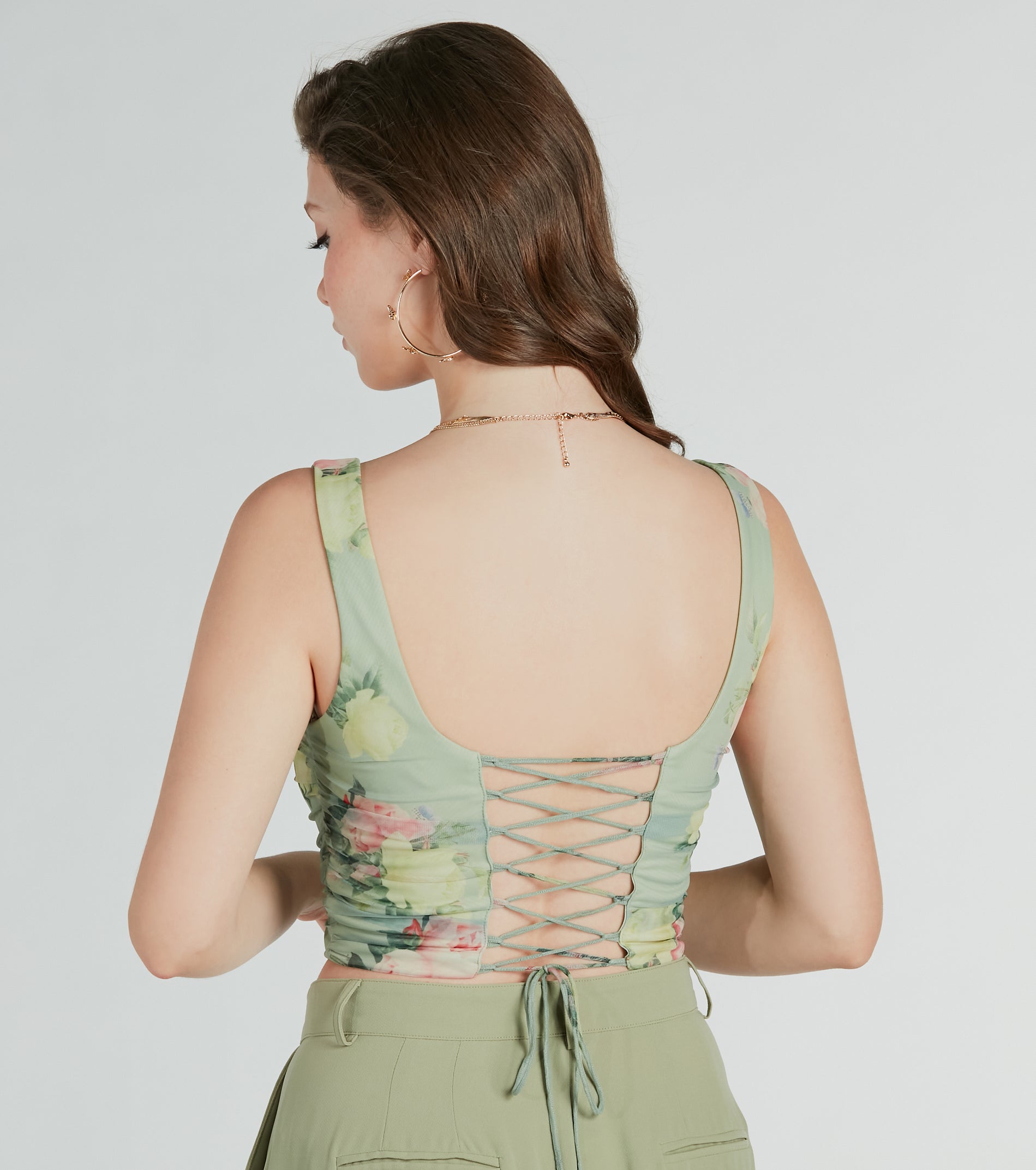 Blooming Beauty Floral Ruched Mesh Corset Top - Image 2