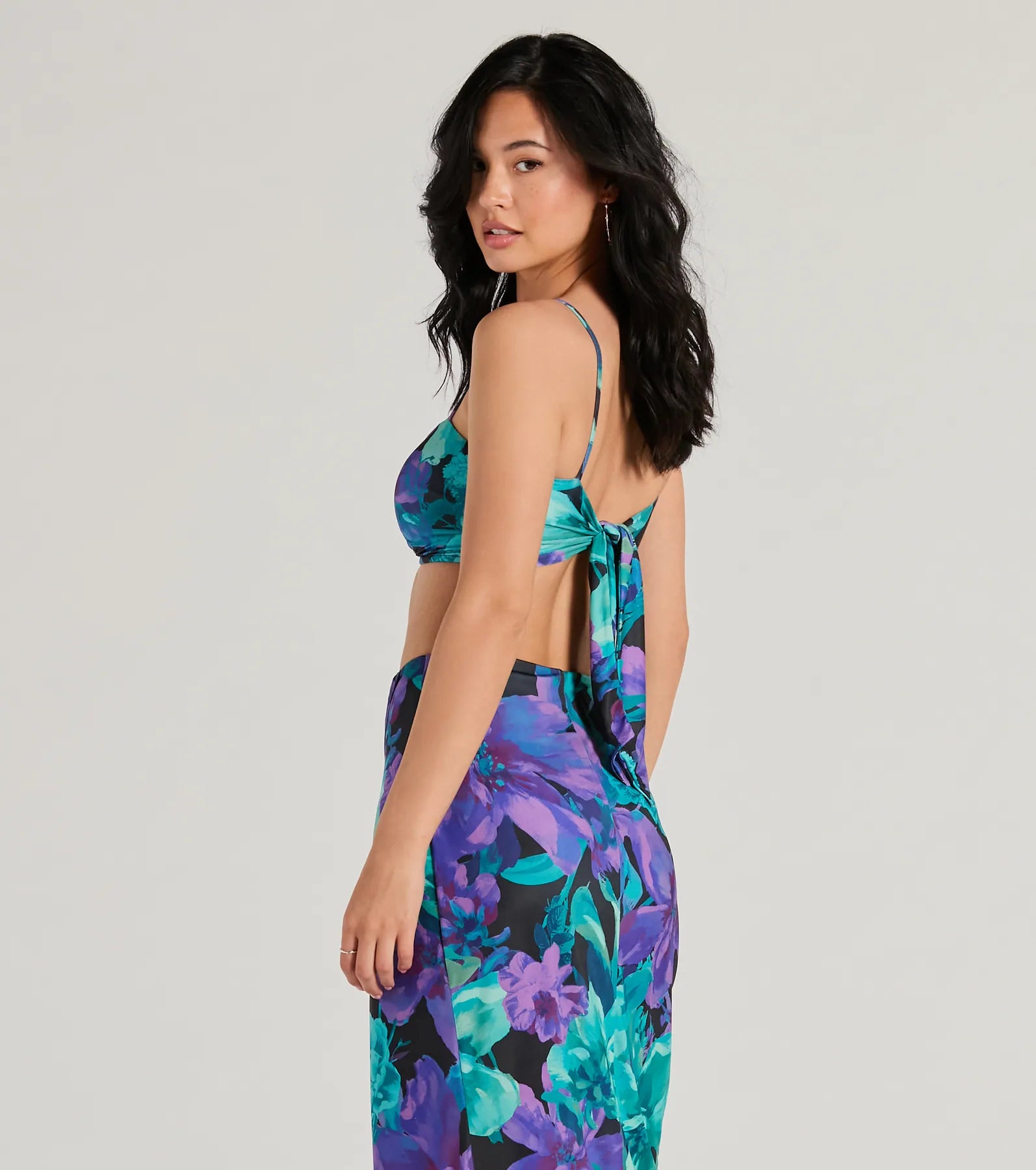 Tropical Vacay Spaghetti Strap Tie-Back Crop Top - Image 2