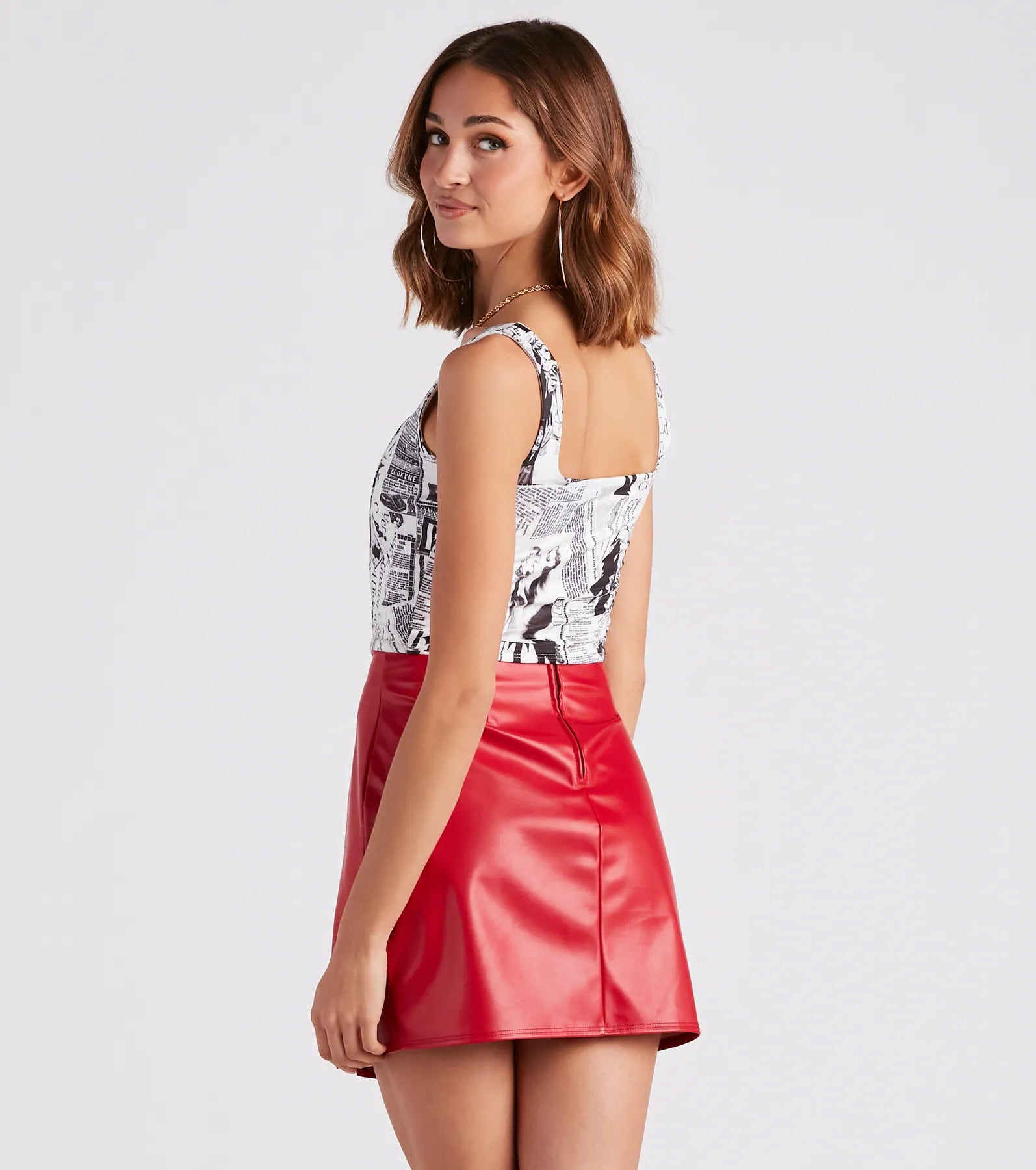 All Eyes On You Newspaper Print Corset Top - Image 2