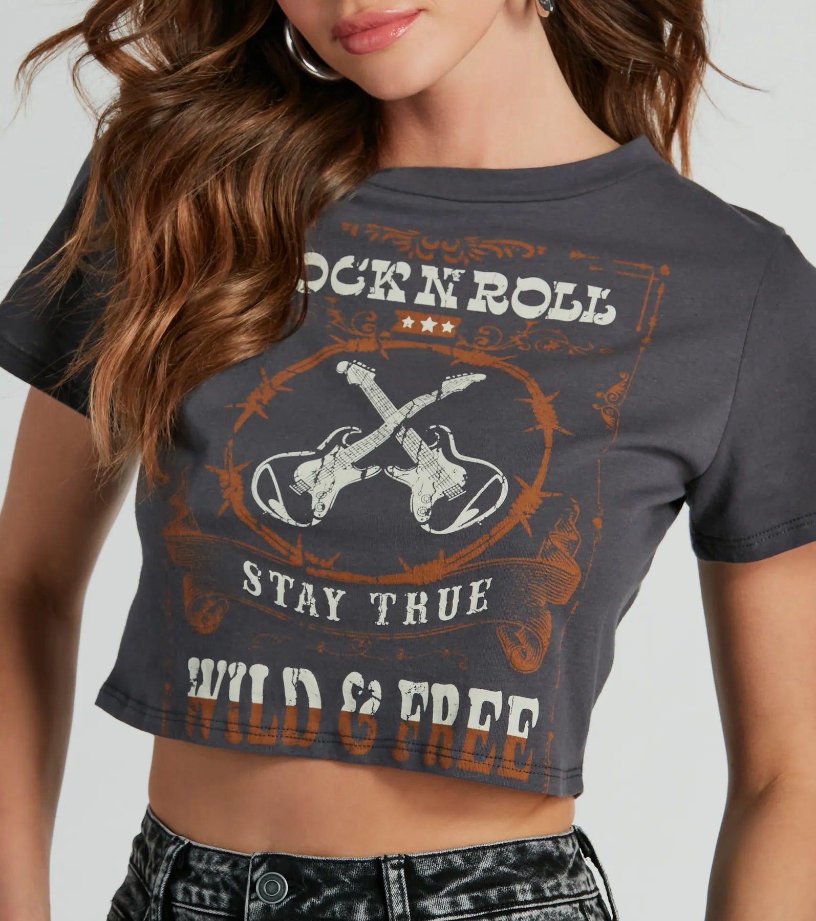 Stay True To Rock N Roll Graphic Crop Tee - Image 3