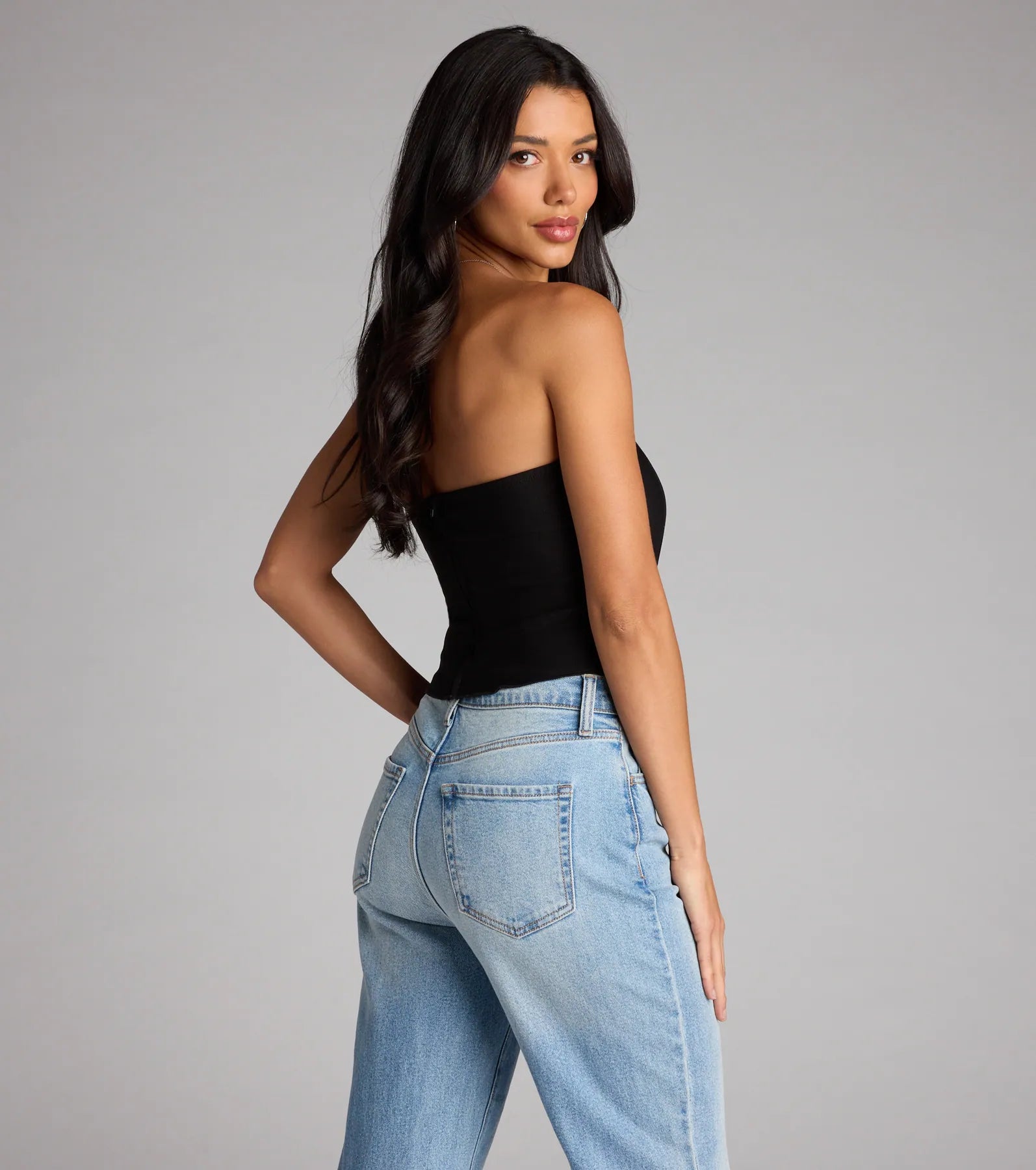 Tie It Up Strapless Lace Up Corset Top - Image 2
