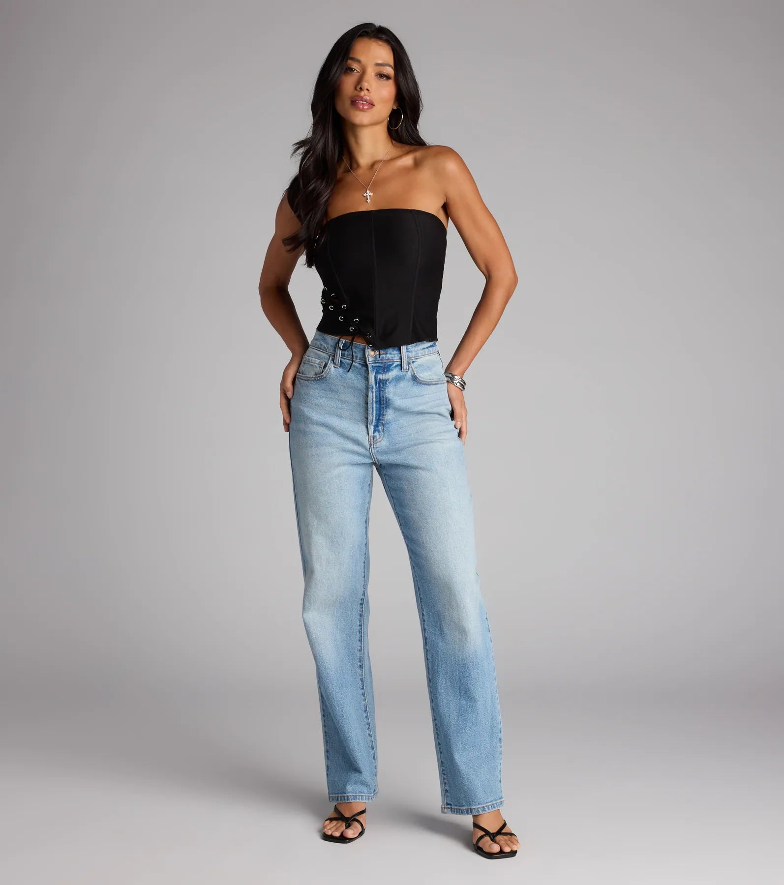 Tie It Up Strapless Lace Up Corset Top - Image 3
