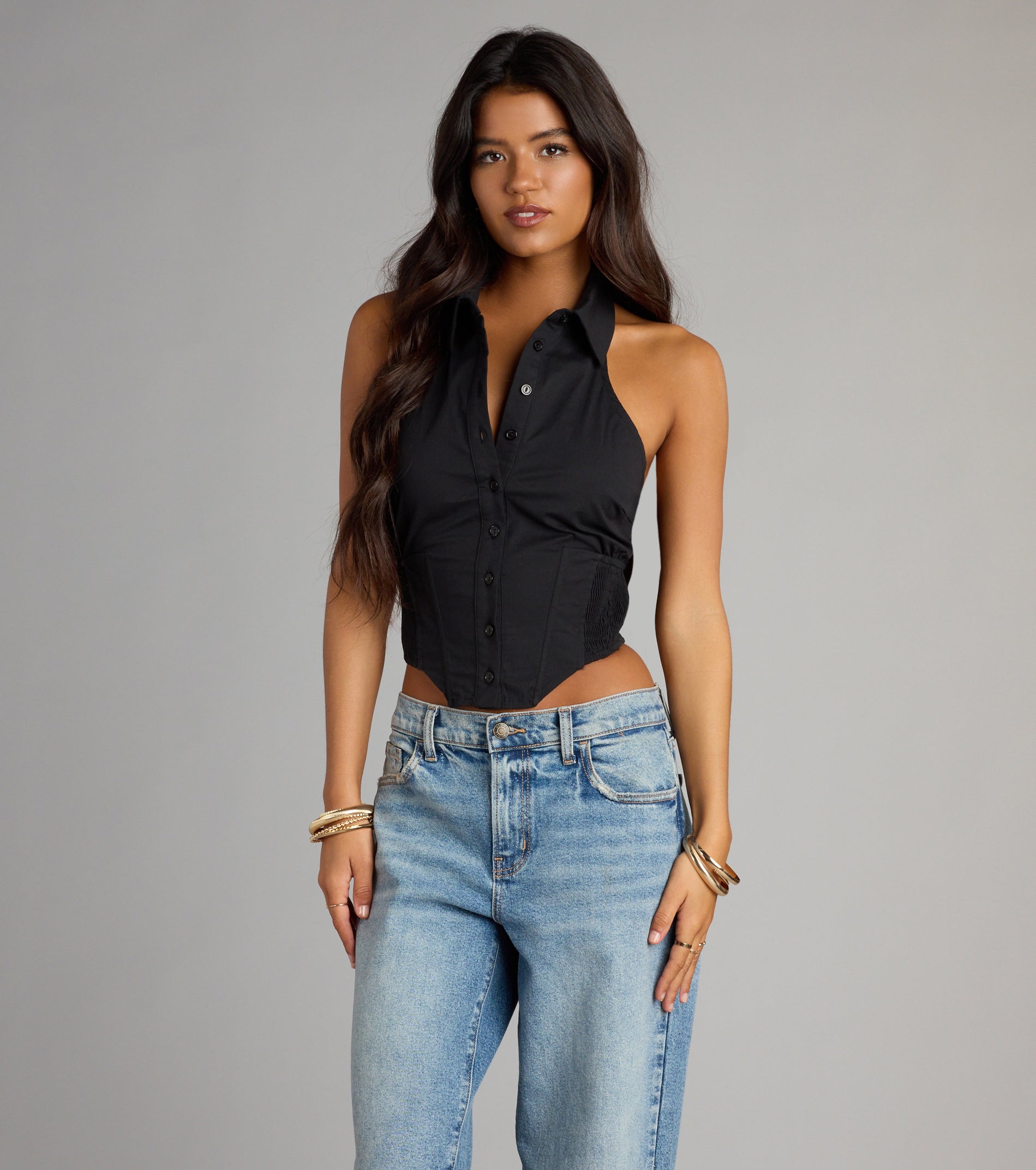 Cute Plans Halter Collared Corset Top - Image 9