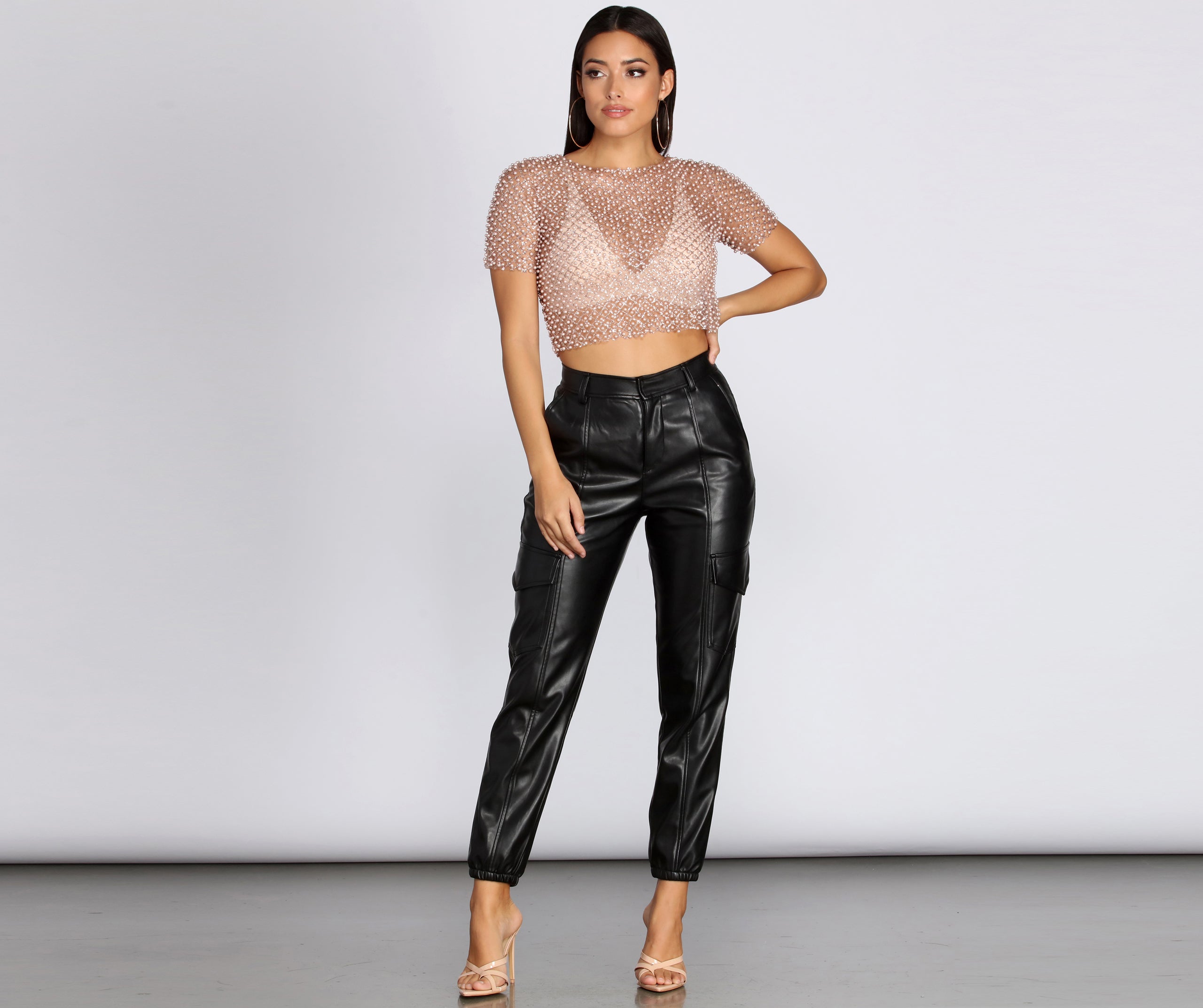 Sparkly Dreams Sheer Crop Top - Image 4